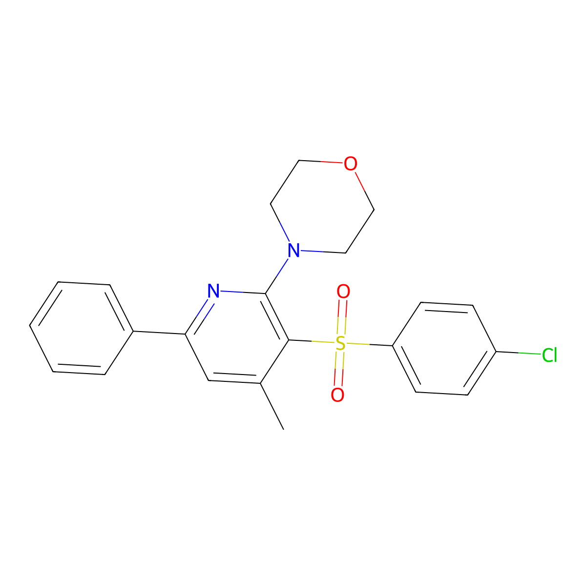 4-{3-[(4-Chlorophenyl)sulfonyl]-4-methyl-6-phenyl-2-pyridinyl}morpholine molecular structure, CAS 478262-72-5