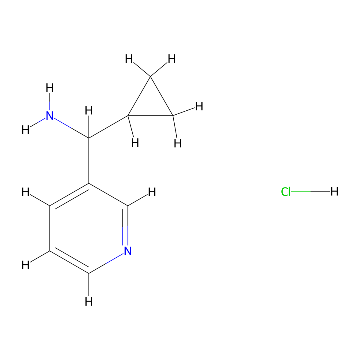 Cyclopropyl(pyridin-3-yl)methanamine hydrochloride molecular structure, CAS 478263-95-5