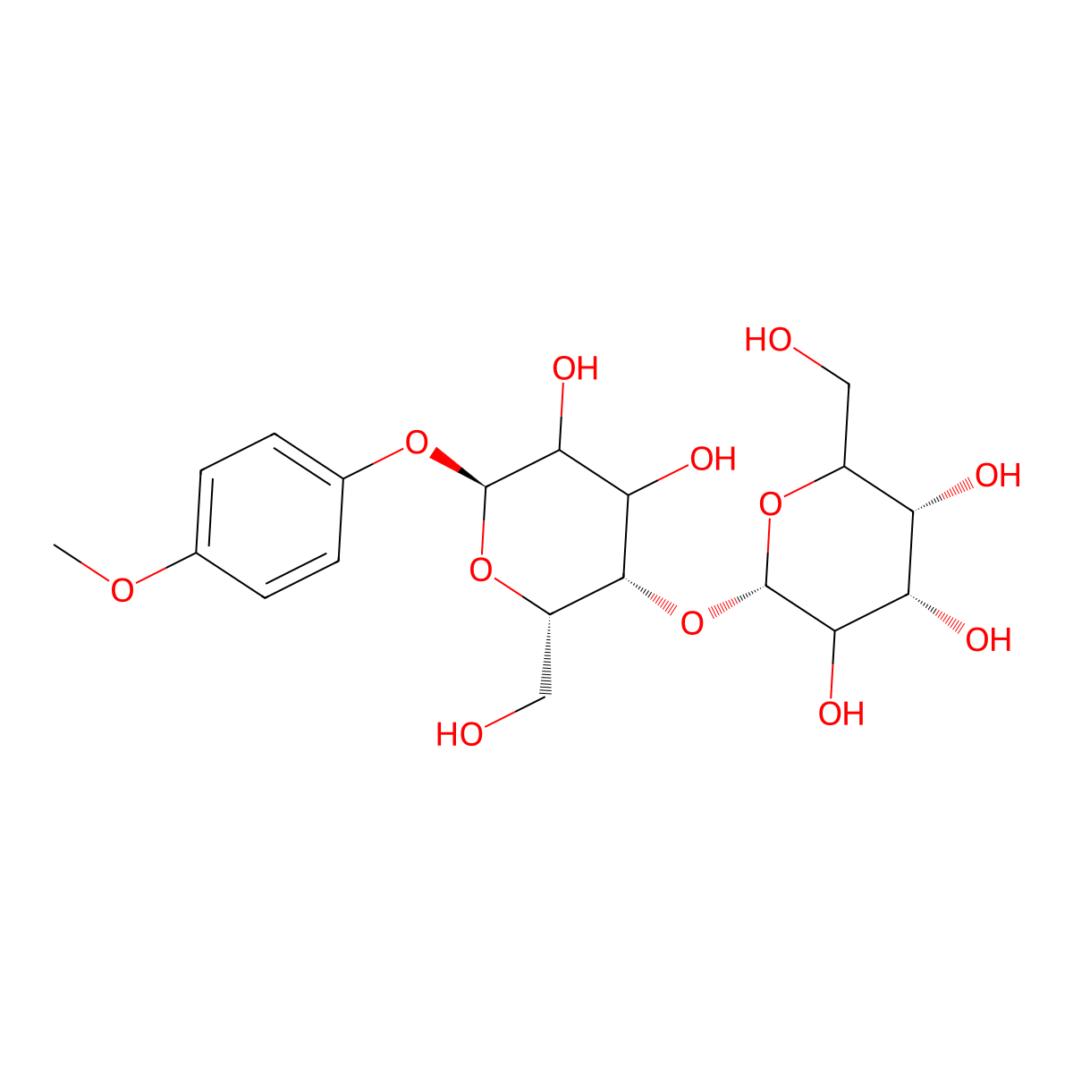 (2S,4S,5R)-2-{[(2S,3S,6S)-4,5-dihydroxy-2-(hydroxymethyl)-6-(4-methoxyphenoxy)oxan-3-yl]oxy}-6-(hydroxymethyl)oxane-3,4,5-triol molecular structure, CAS 478302-99-7
