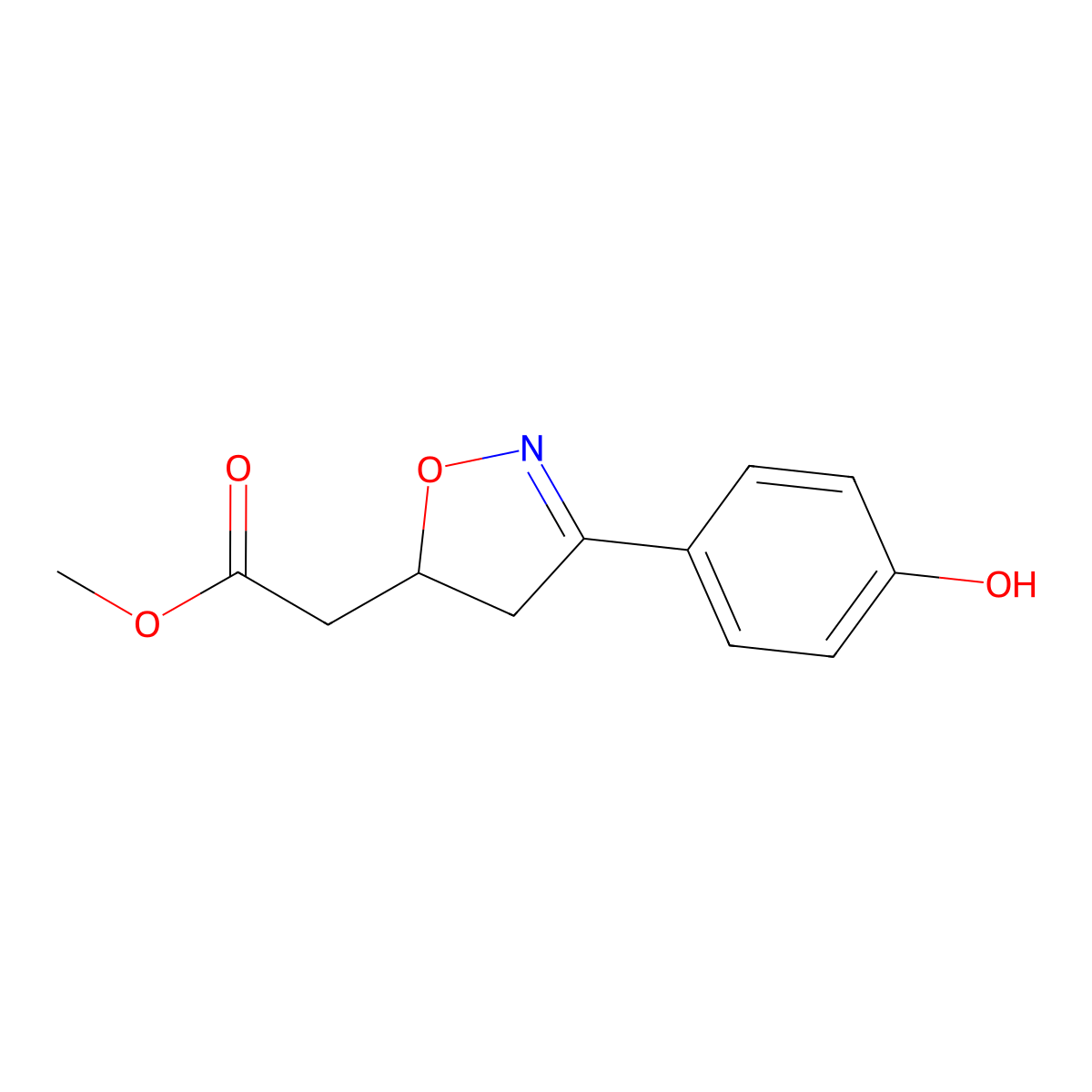 3-(4-Hydroxyphenyl)-4,5-dihydro-5-isoxazoleacetic acid methyl ester molecular structure, CAS 478336-92-4