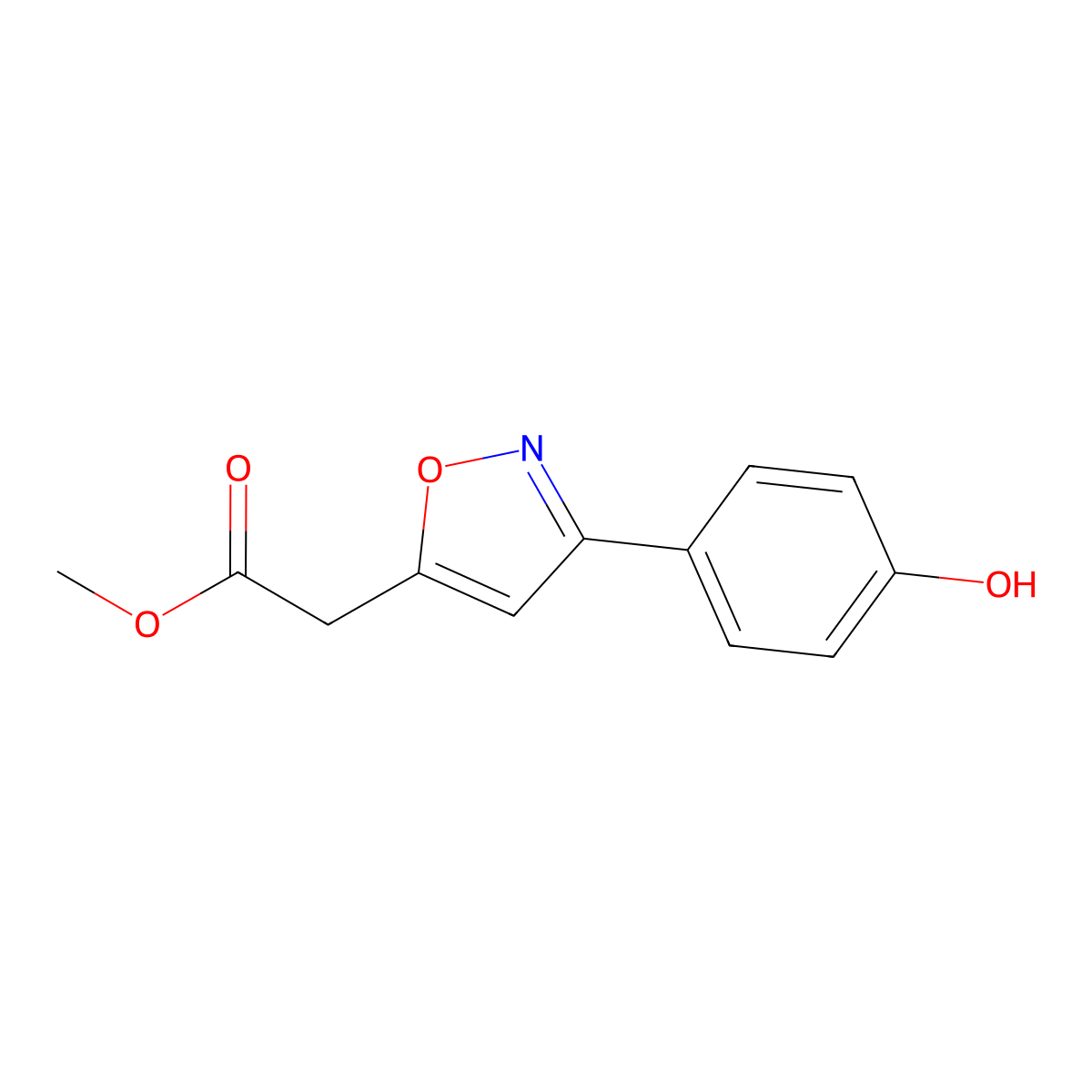 Methyl 3-(4-hydroxyphenyl)-5-isoxazoleacetate molecular structure, CAS 478336-93-5