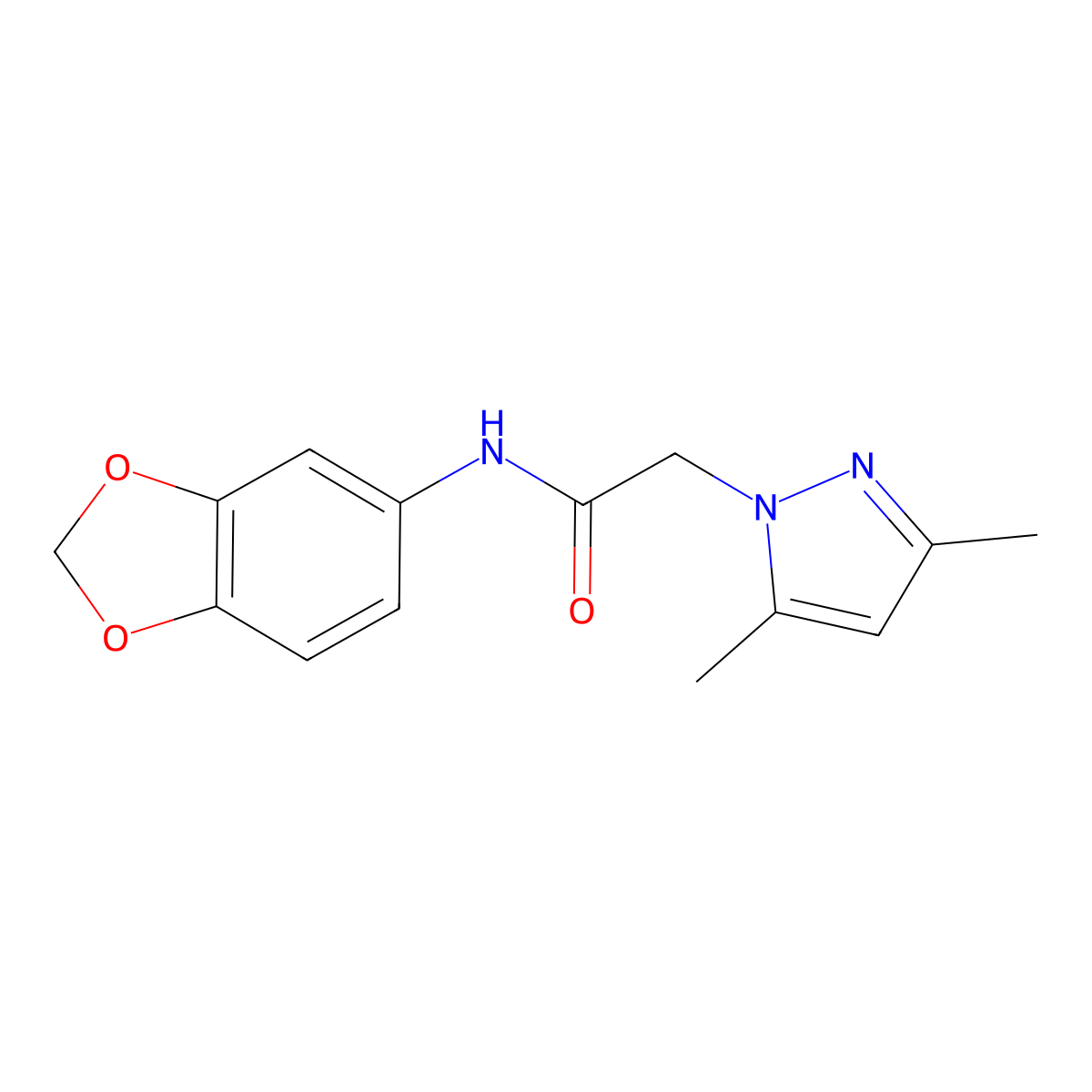 N-(1,3-benzodioxol-5-yl)-2-(3,5-dimethyl-1H-pyrazol-1-yl)acetamide molecular structure, CAS 478341-32-1