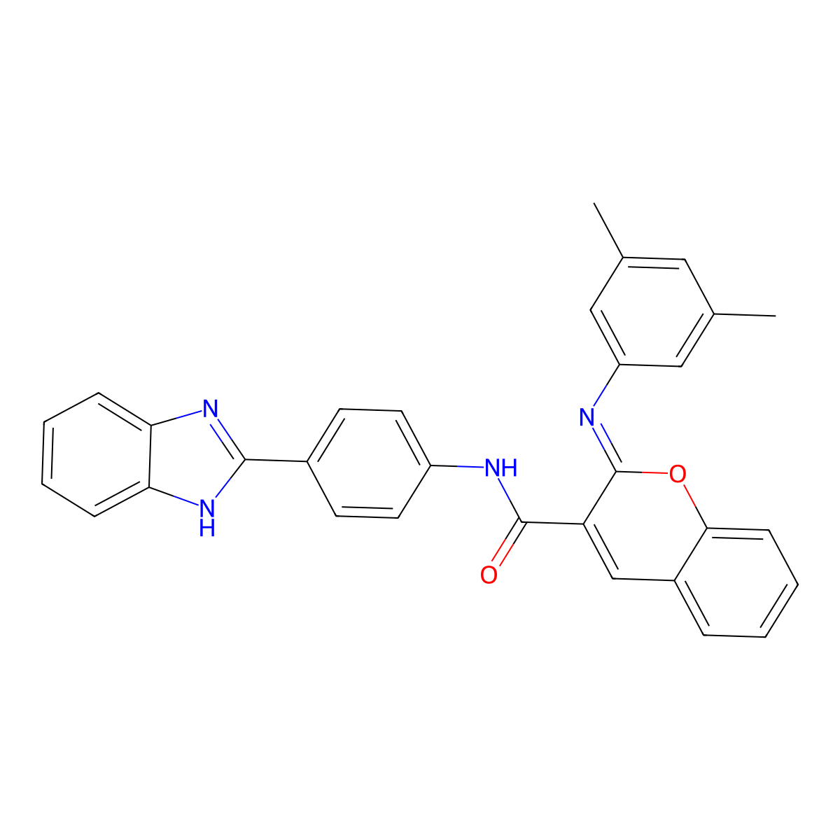 (2Z)-N-[4-(1H-benzimidazol-2-yl)phenyl]-2-[(3,5-dimethylphenyl)imino]-2H-chromene-3-carboxamide molecular structure, CAS 478342-80-2