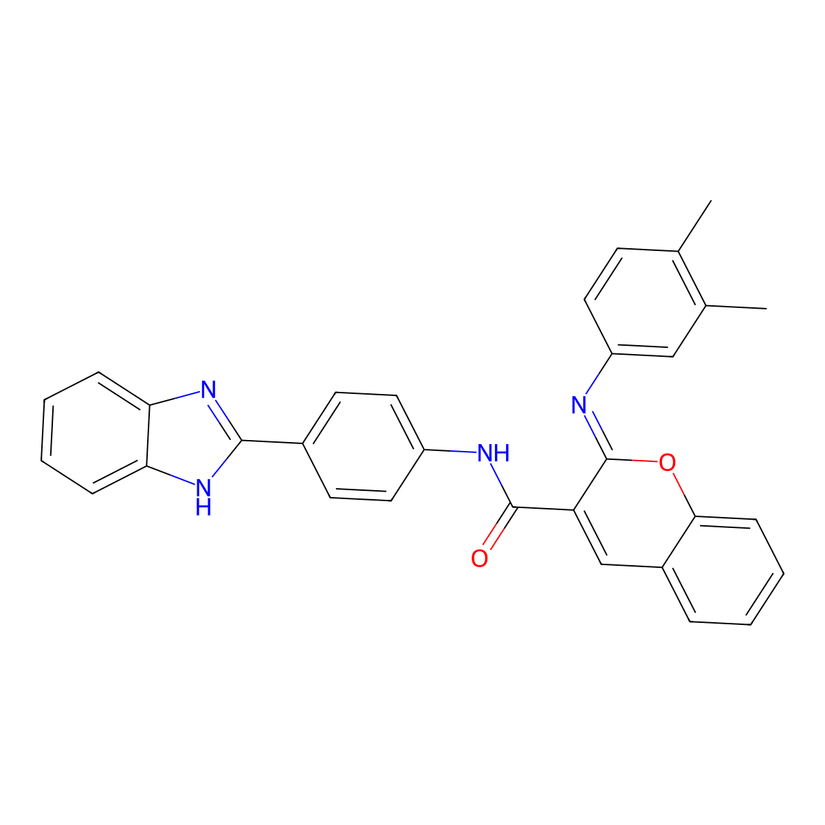 (2Z)-N-[4-(1H-benzimidazol-2-yl)phenyl]-2-[(3,4-dimethylphenyl)imino]-2H-chromene-3-carboxamide molecular structure, CAS 478342-84-6