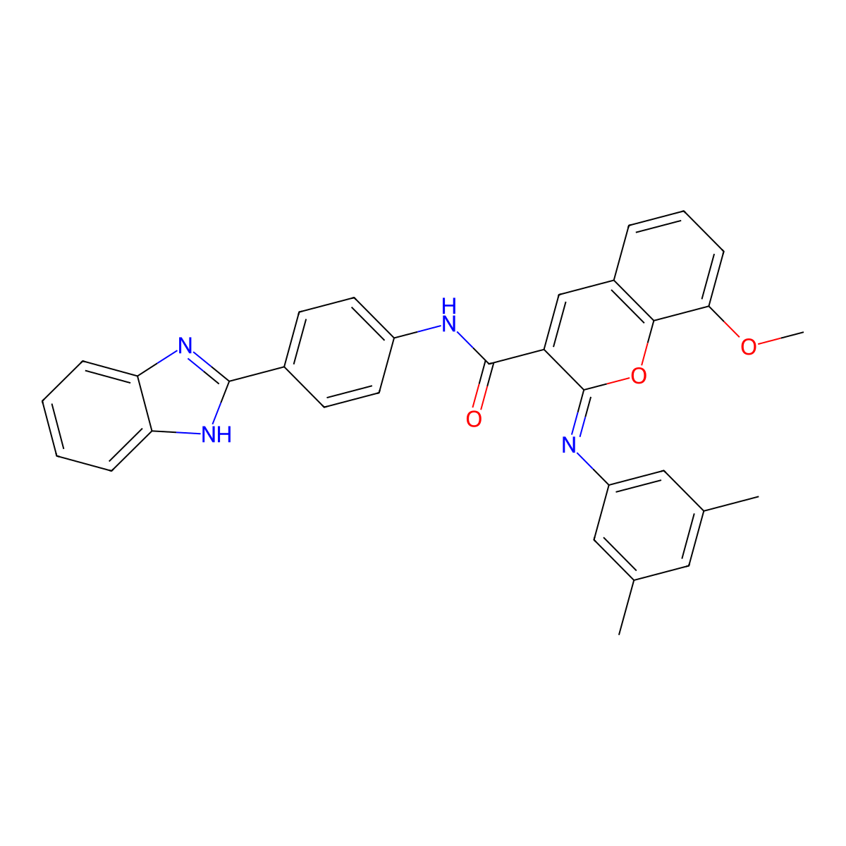 (2Z)-N-[4-(1H-benzimidazol-2-yl)phenyl]-2-[(3,5-dimethylphenyl)imino]-8-methoxy-2H-chromene-3-carboxamide molecular structure, CAS 478342-89-1