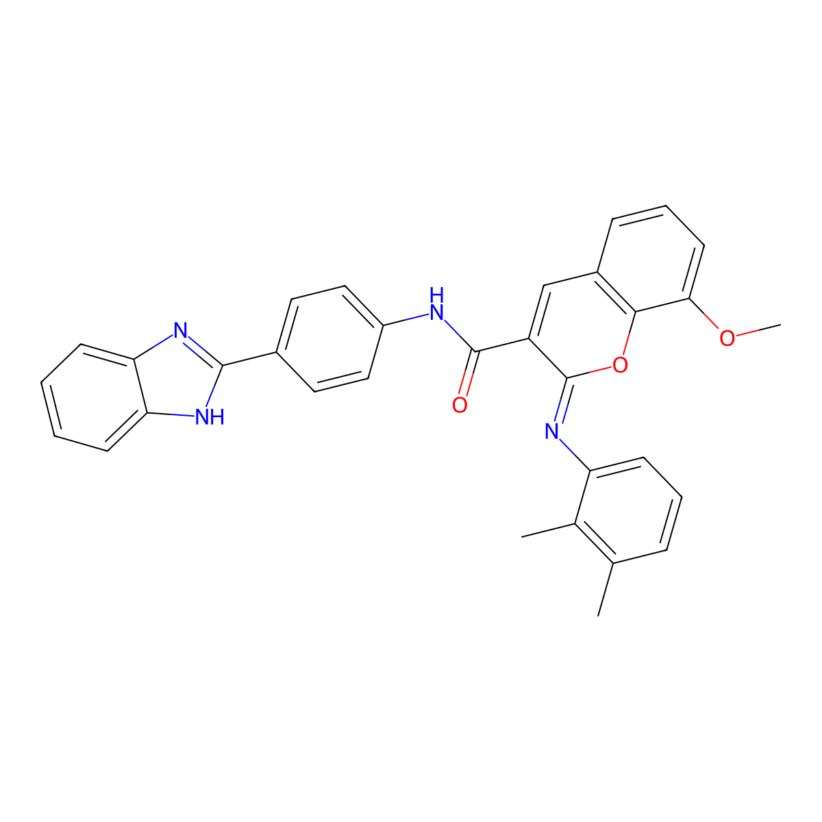 (2Z)-N-[4-(1H-benzimidazol-2-yl)phenyl]-2-[(2,3-dimethylphenyl)imino]-8-methoxy-2H-chromene-3-carboxamide molecular structure, CAS 478342-93-7