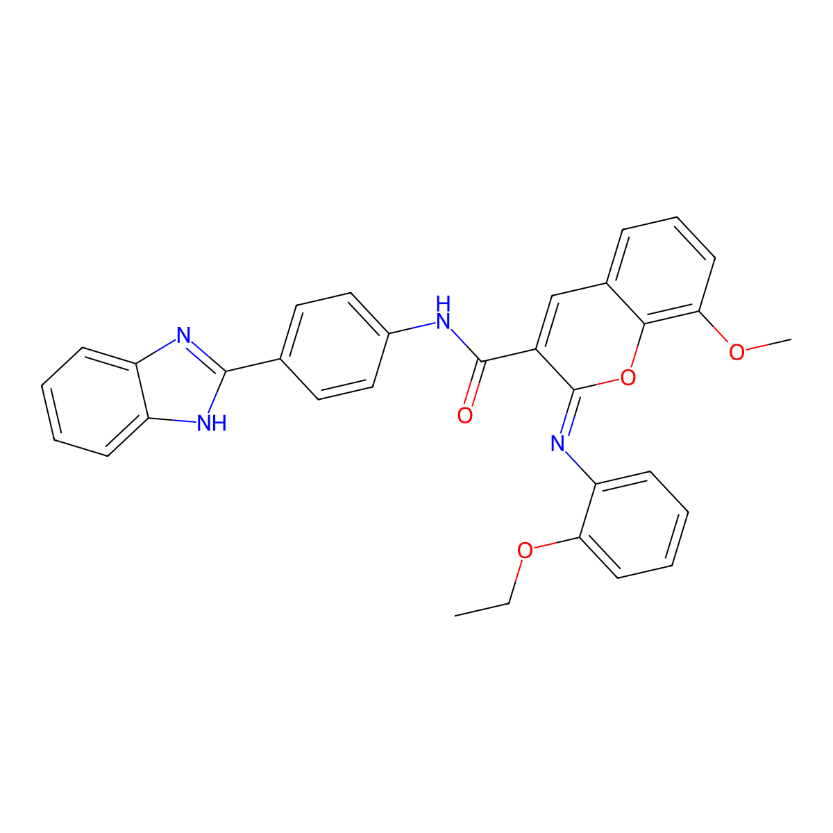 (2Z)-N-[4-(1H-benzimidazol-2-yl)phenyl]-2-[(2-ethoxyphenyl)imino]-8-methoxy-2H-chromene-3-carboxamide molecular structure, CAS 478342-99-3