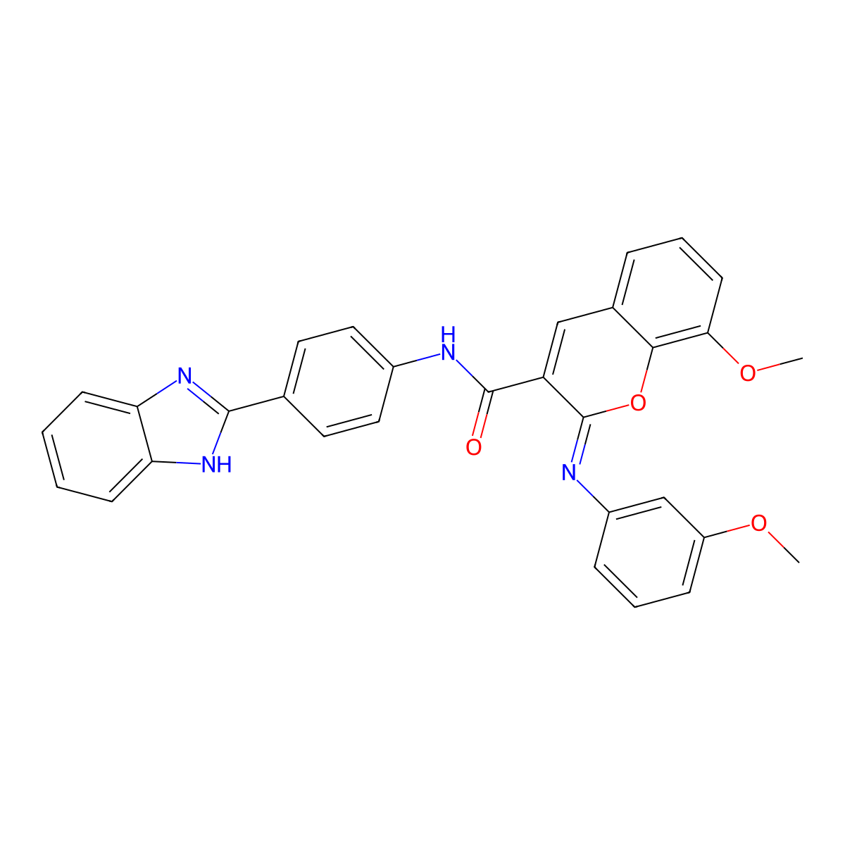 (2Z)-N-[4-(1H-benzimidazol-2-yl)phenyl]-8-methoxy-2-[(3-methoxyphenyl)imino]-2H-chromene-3-carboxamide molecular structure, CAS 478343-07-6