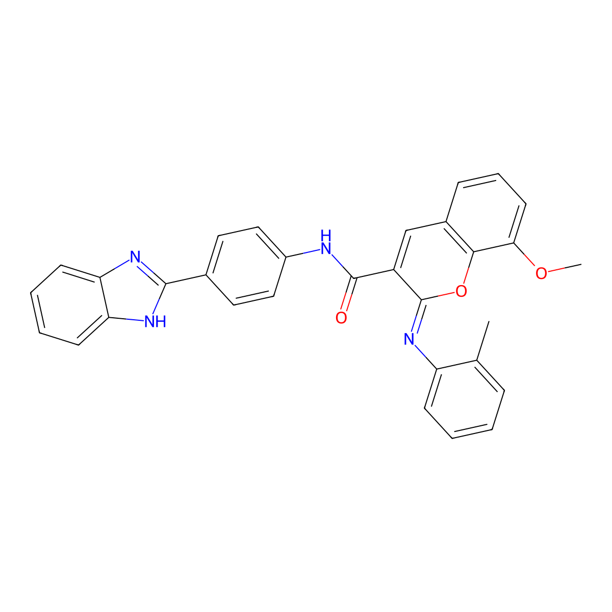 (2Z)-N-[4-(1H-benzimidazol-2-yl)phenyl]-8-methoxy-2-[(2-methylphenyl)imino]-2H-chromene-3-carboxamide molecular structure, CAS 478343-11-2