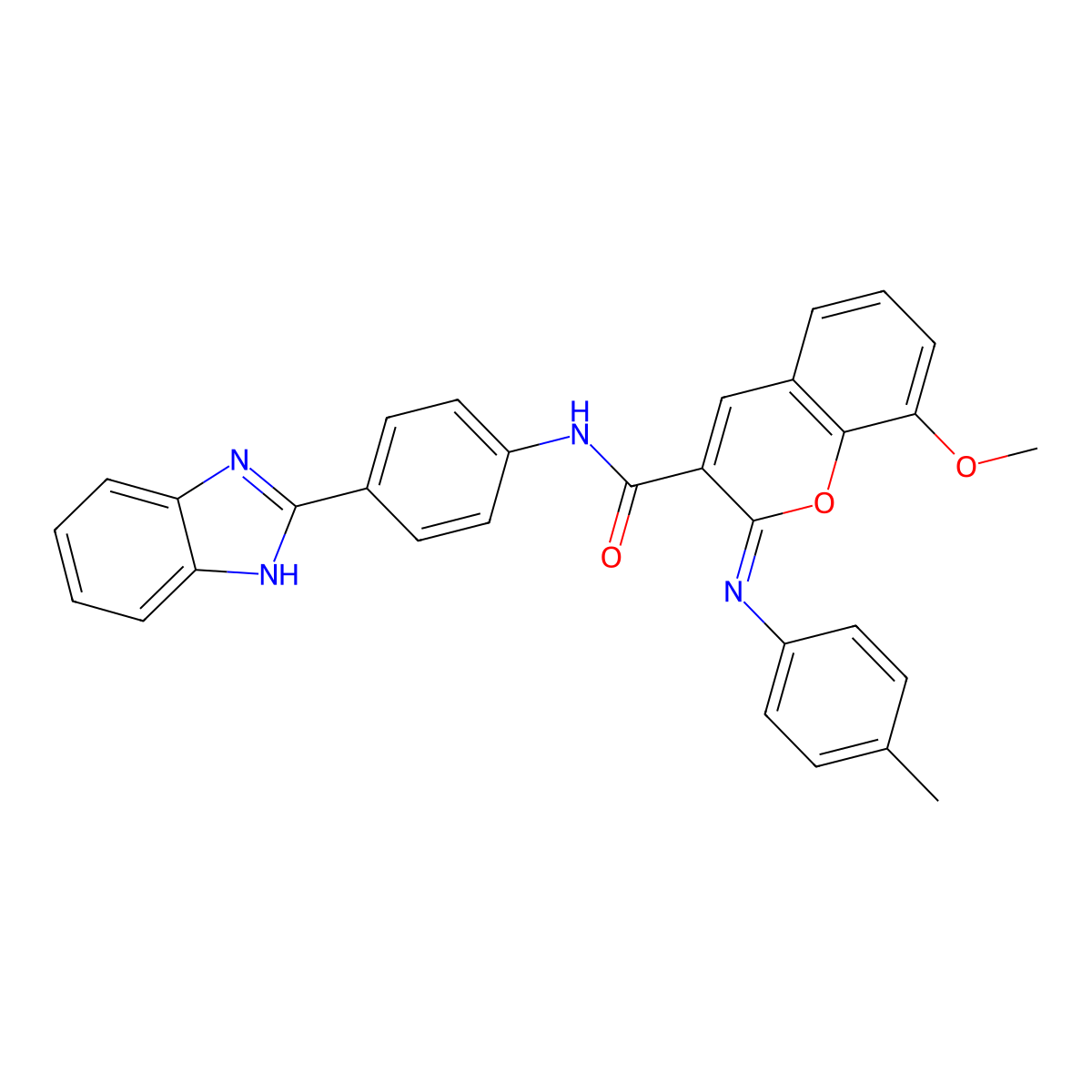 (2Z)-N-[4-(1H-benzimidazol-2-yl)phenyl]-8-methoxy-2-[(4-methylphenyl)imino]-2H-chromene-3-carboxamide molecular structure, CAS 478343-13-4