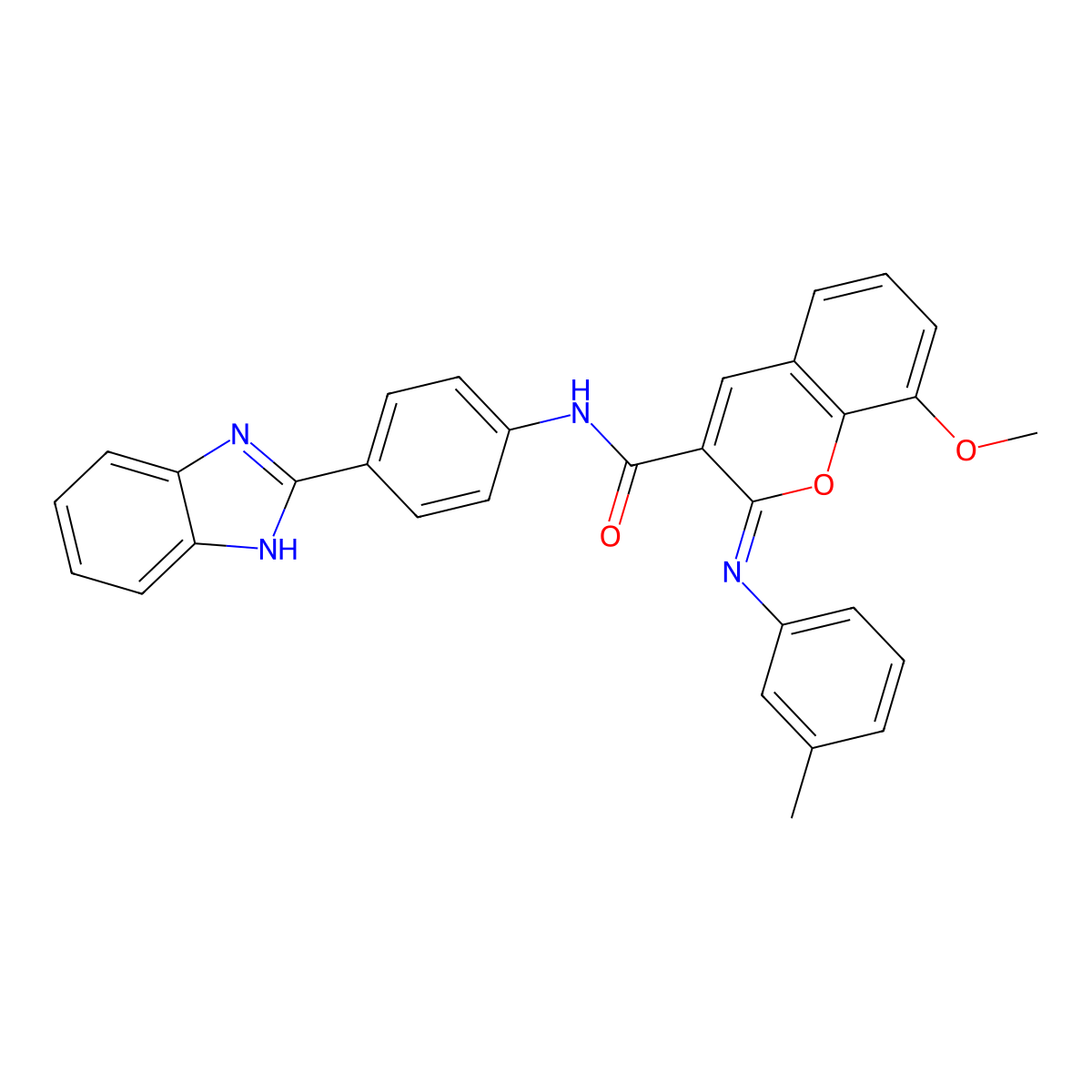 (2Z)-N-[4-(1H-benzimidazol-2-yl)phenyl]-8-methoxy-2-[(3-methylphenyl)imino]-2H-chromene-3-carboxamide molecular structure, CAS 478343-15-6