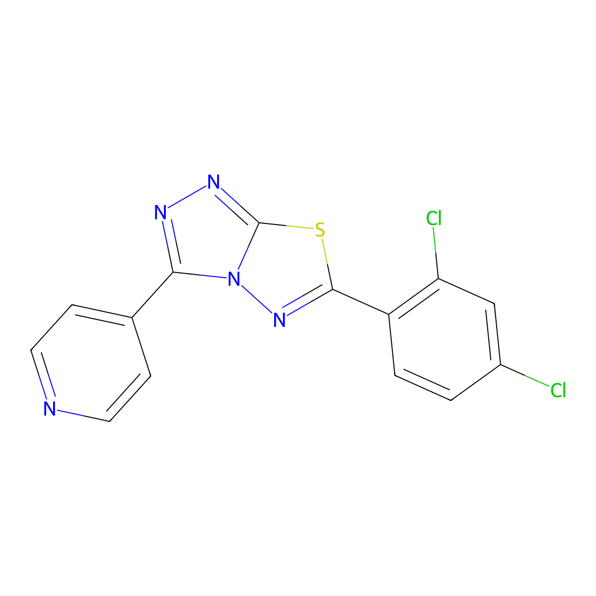 6-(2,4-Dichlorophenyl)-3-pyridin-4-yl-[1,2,4]triazolo[3,4-b][1,3,4]thiadiazole molecular structure, CAS 478362-75-3