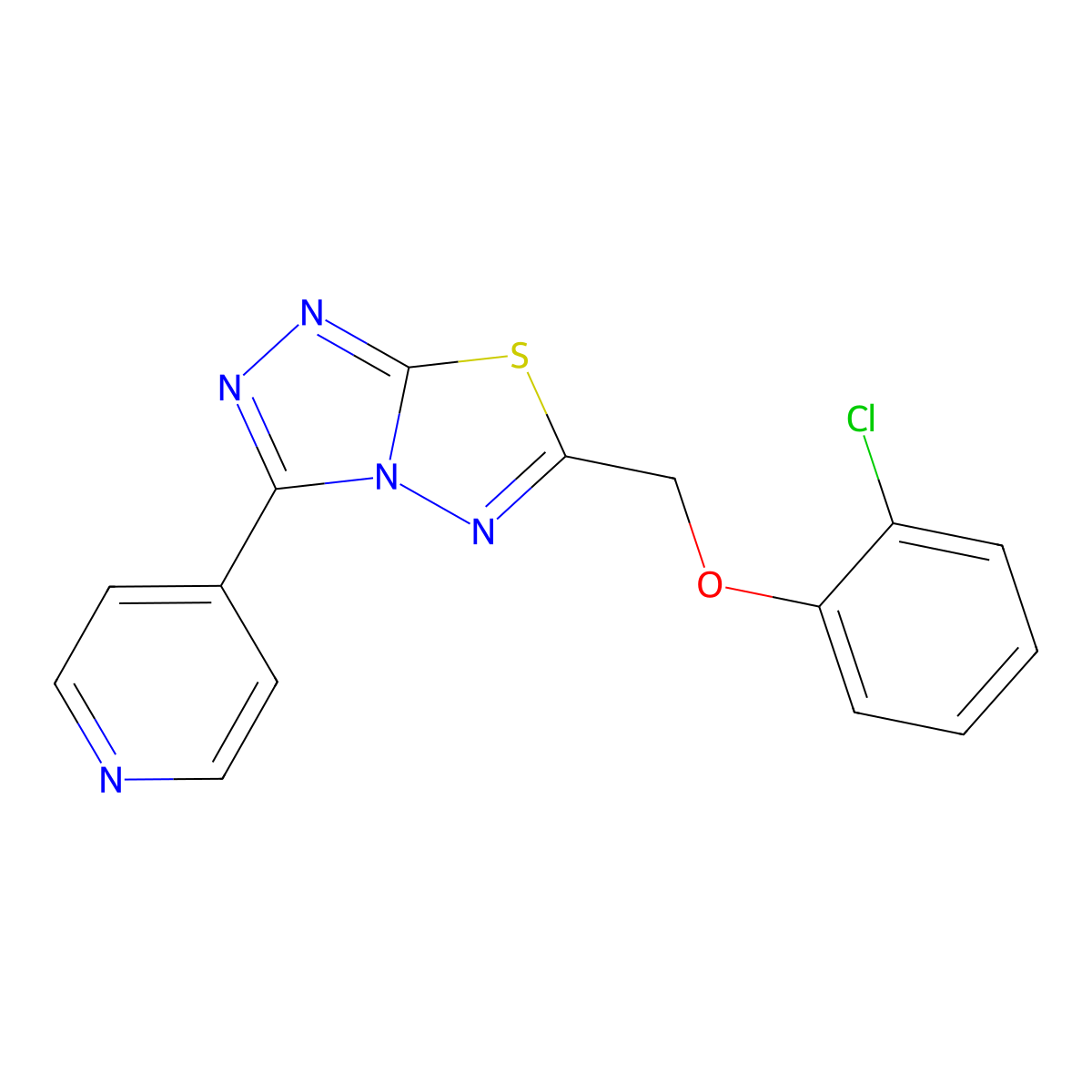 6-[(2-Chlorophenoxy)methyl]-3-(4-pyridinyl)[1,2,4]triazolo[3,4-b][1,3,4]thiadiazole molecular structure, CAS 478362-91-3