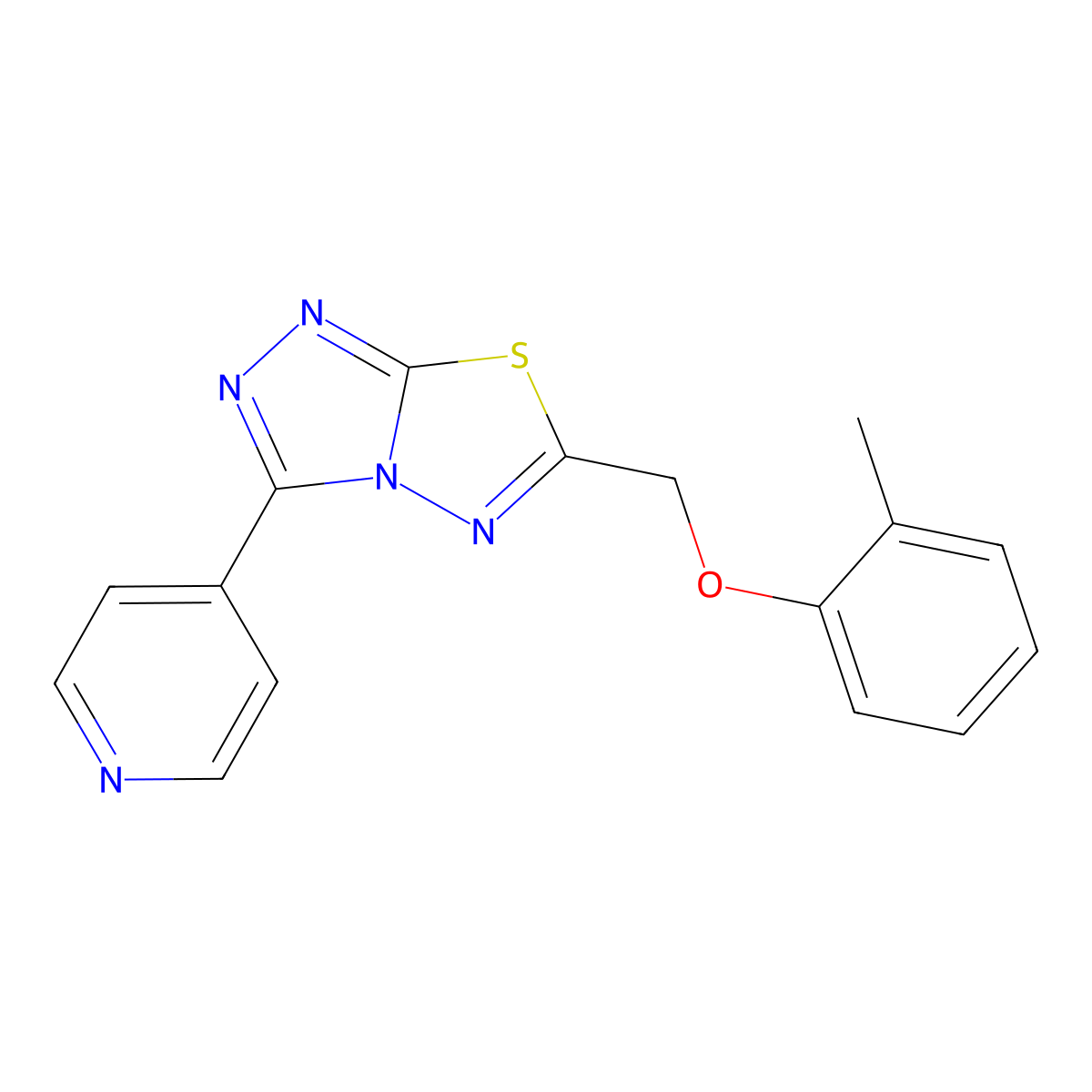 6-[(2-Methylphenoxy)methyl]-3-pyridin-4-yl-[1,2,4]triazolo[3,4-b][1,3,4]thiadiazole molecular structure, CAS 478363-00-7