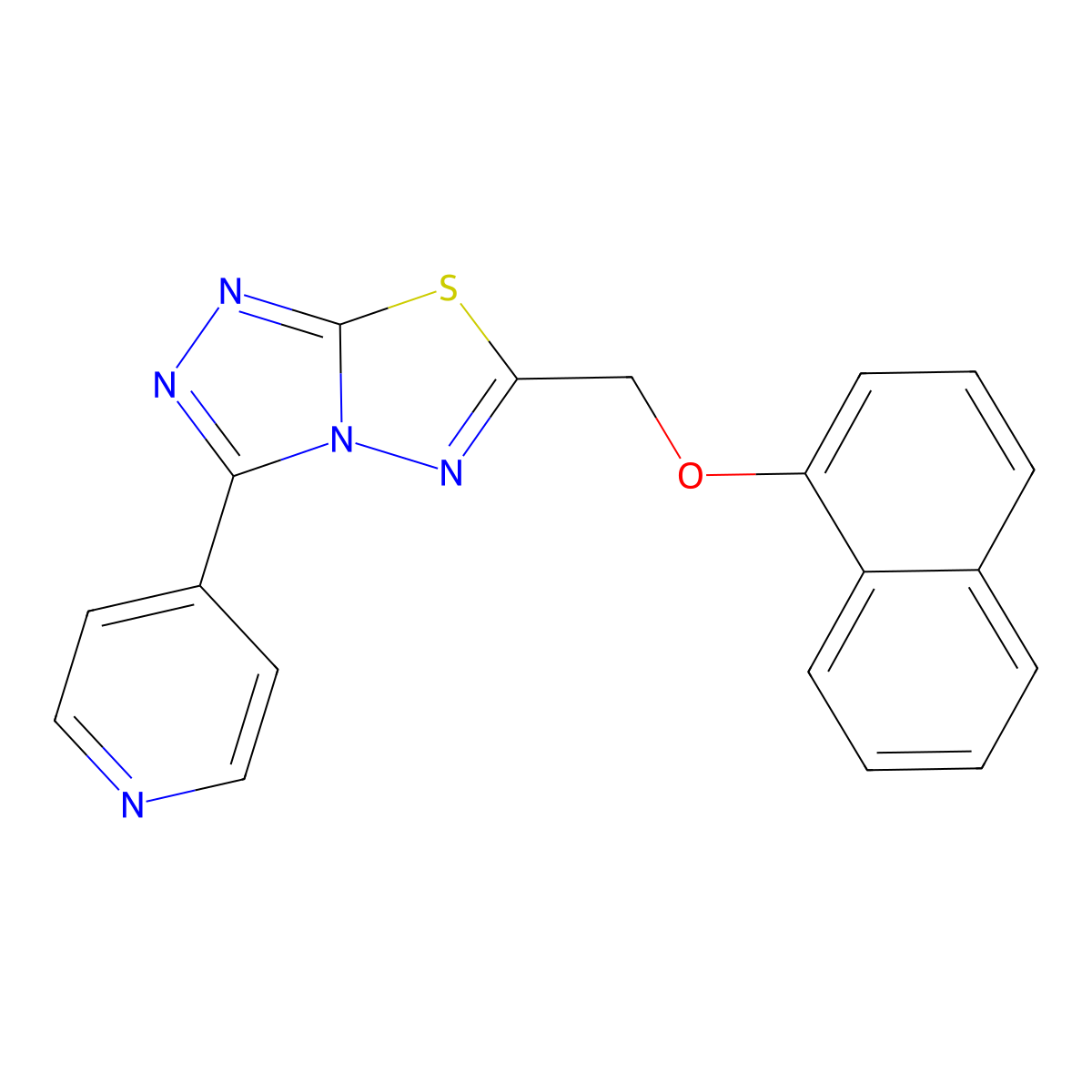 4-{6-[(Naphthalen-1-yloxy)methyl]-[1,2,4]triazolo[3,4-b][1,3,4]thiadiazol-3-yl}pyridine molecular structure, CAS 478363-06-3