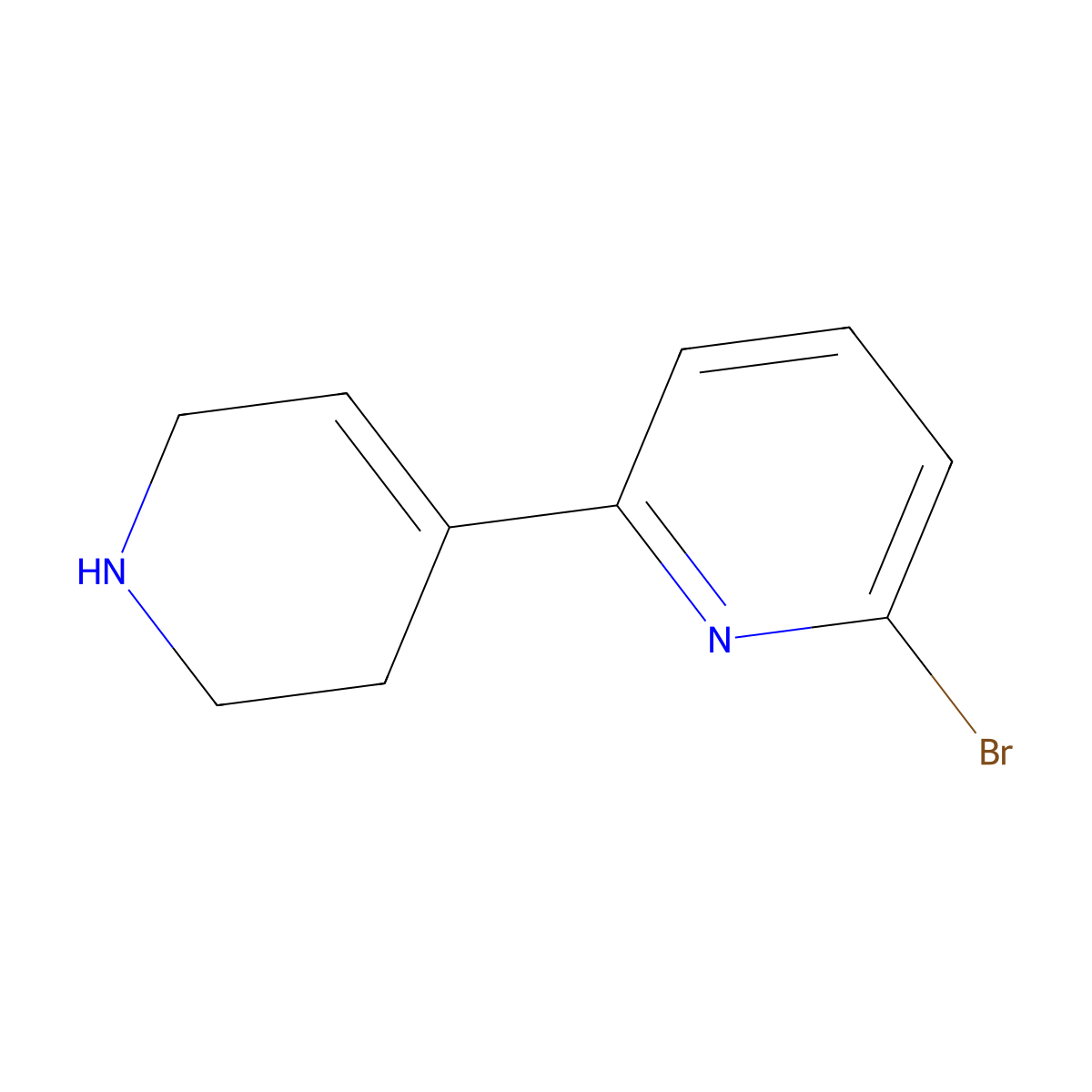 6-Bromo-1',2',3',6'-tetrahydro-2,4'-bipyridine molecular structure, CAS 478366-38-0