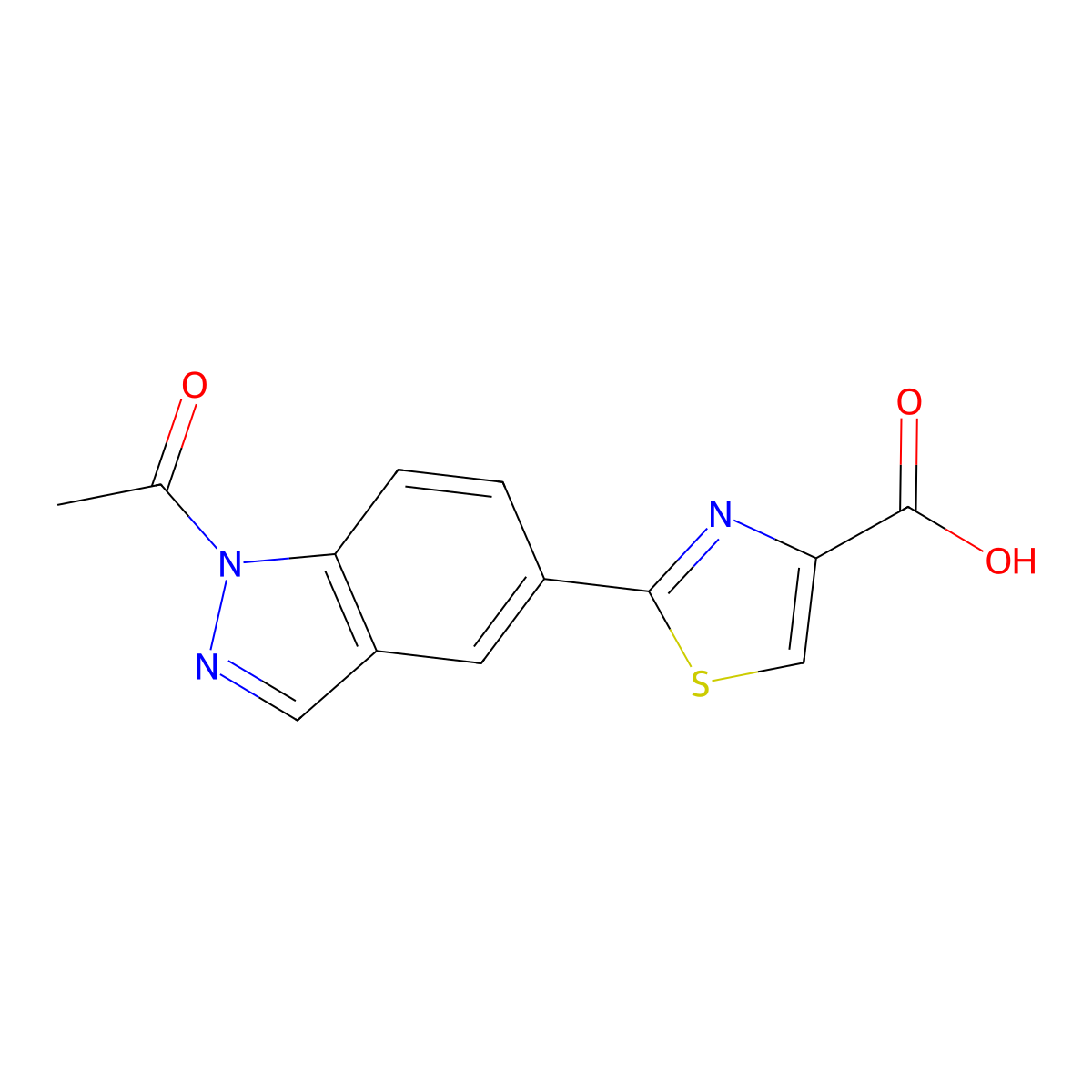 2-(1-acetyl-1H-indazol-5-yl)-thiazole-4-carboxylic acid molecular structure, CAS 478366-50-6