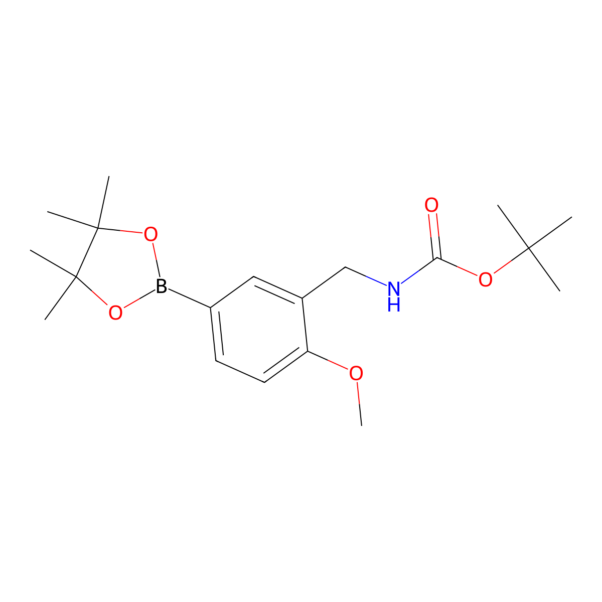 tert-butyl N-{[2-methoxy-5-(4,4,5,5-tetramethyl-1,3,2-dioxaborolan-2-yl)phenyl]methyl}carbamate molecular structure, CAS 478374-60-6
