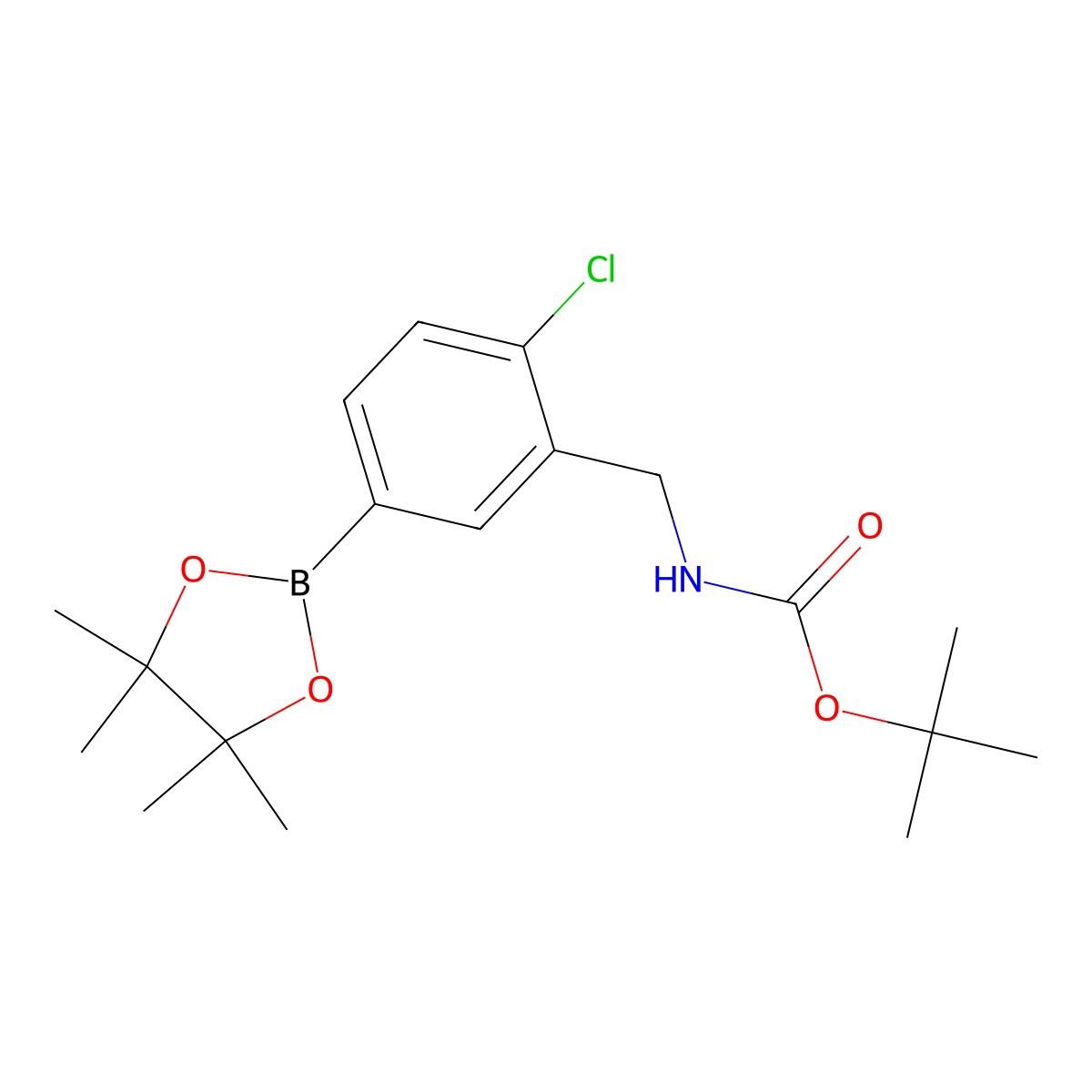 [2-Chloro-5-(4,4,5,5-tetramethyl-[1,3,2]dioxaborolan-2-yl)-benzyl]-carbamic acid tert-butyl ester molecular structure, CAS 478374-93-5