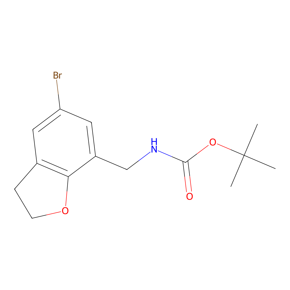tert-butyl N-[(5-bromo-2,3-dihydro-1-benzofuran-7-yl)methyl]carbamate molecular structure, CAS 478375-02-9