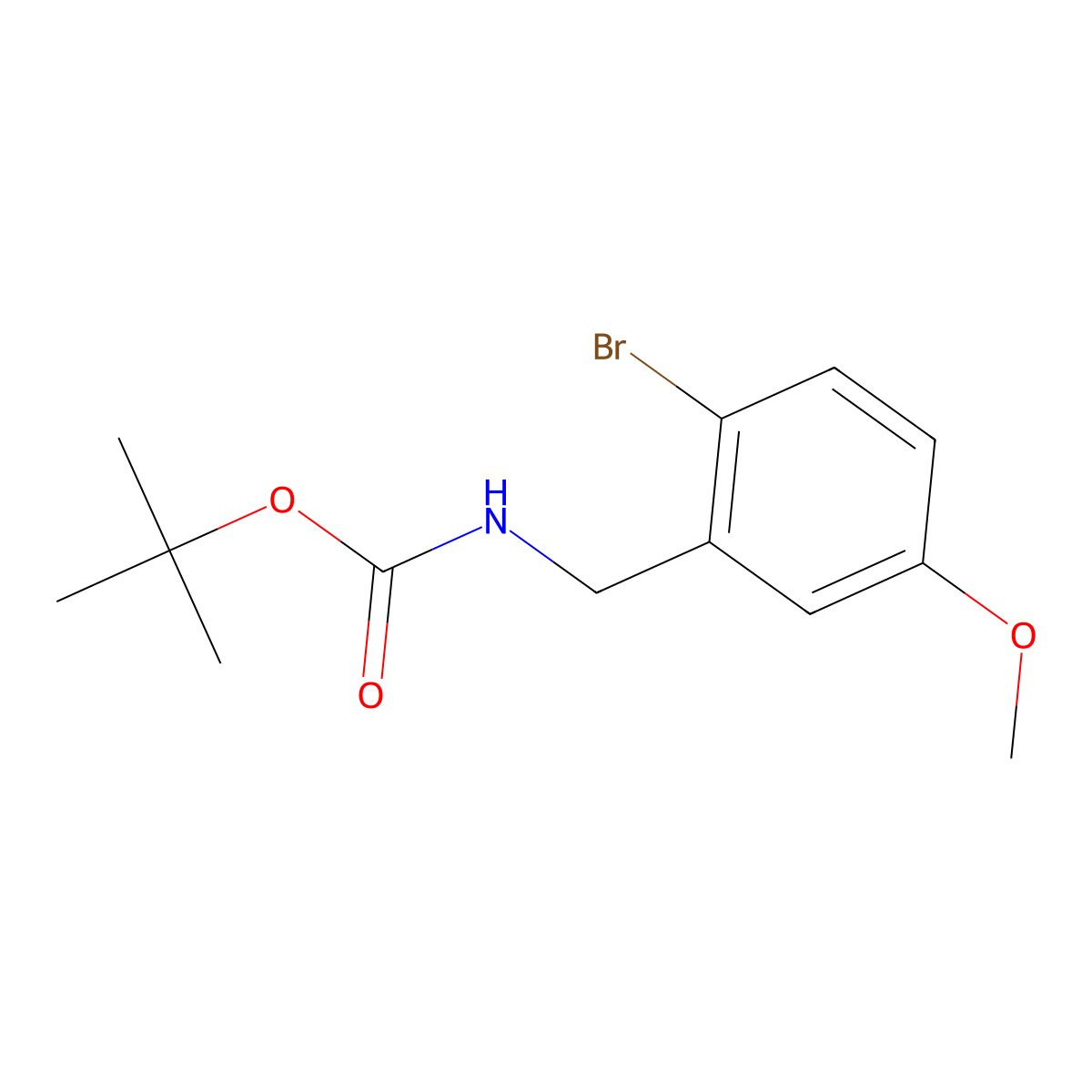 Tert-butyl (2-bromo-5-methoxybenzyl)carbamate molecular structure, CAS 478375-35-8