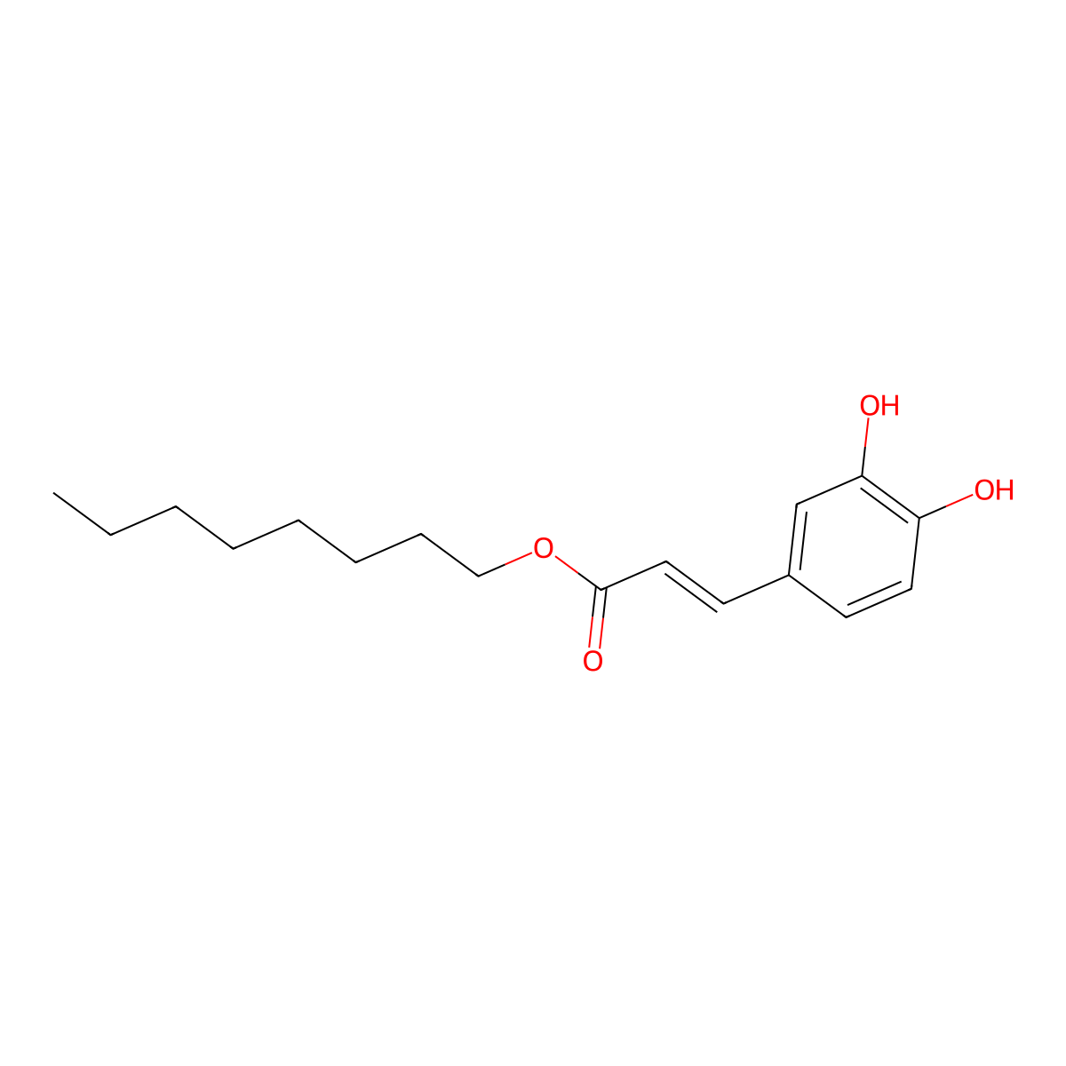 Octyl caffeate molecular structure, CAS 478392-41-5