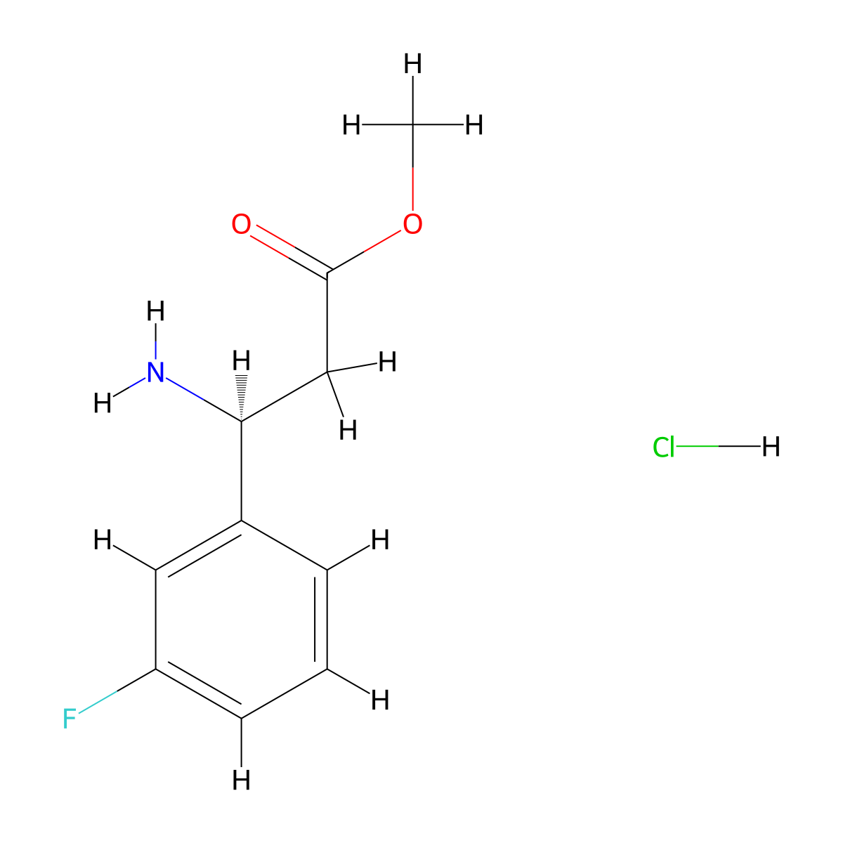 (S)-Methyl 3-amino-3-(3-fluorophenyl)propanoate hydrochloride molecular structure, CAS 478408-60-5
