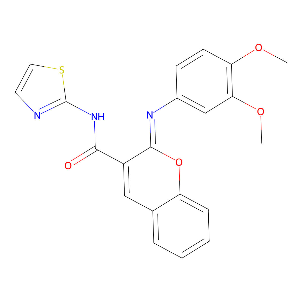 (2Z)-2-[(3,4-dimethoxyphenyl)imino]-N-(1,3-thiazol-2-yl)-2H-chromene-3-carboxamide molecular structure, CAS 478481-13-9