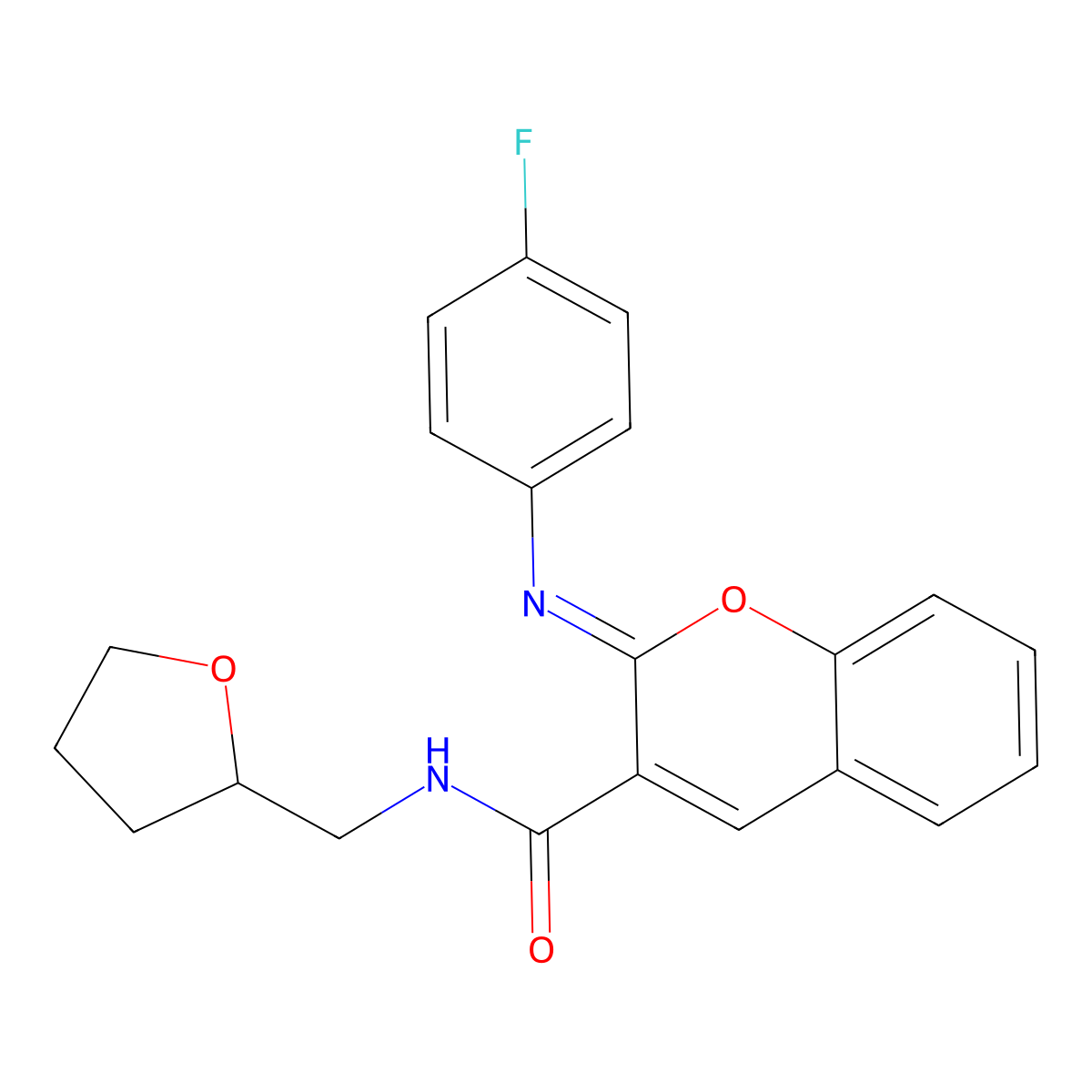 (2Z)-2-[(4-fluorophenyl)imino]-N-(tetrahydrofuran-2-ylmethyl)-2H-chromene-3-carboxamide molecular structure, CAS 478481-19-5