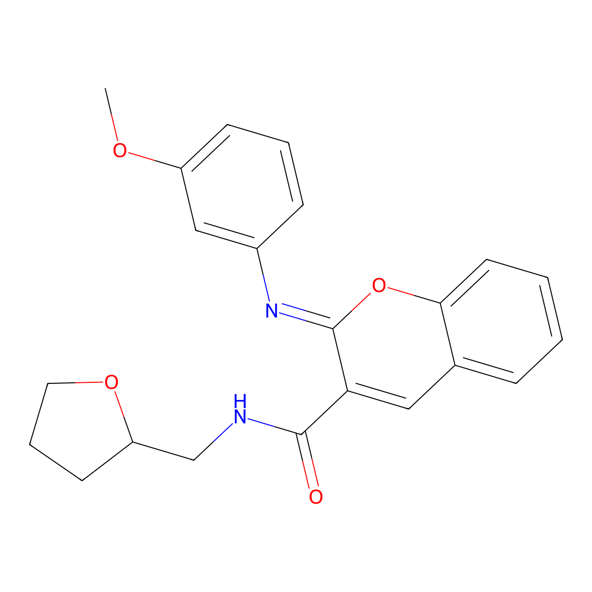 (2Z)-2-[(3-methoxyphenyl)imino]-N-(tetrahydrofuran-2-ylmethyl)-2H-chromene-3-carboxamide molecular structure, CAS 478481-21-9