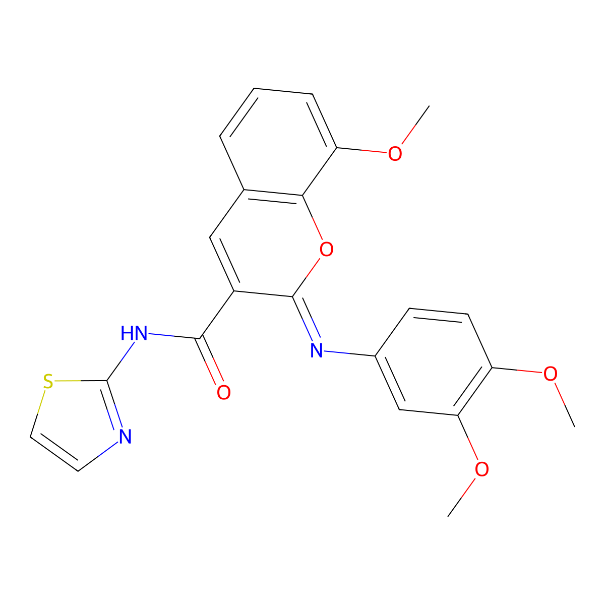 (2Z)-2-[(3,4-dimethoxyphenyl)imino]-8-methoxy-N-(1,3-thiazol-2-yl)-2H-chromene-3-carboxamide molecular structure, CAS 478481-38-8