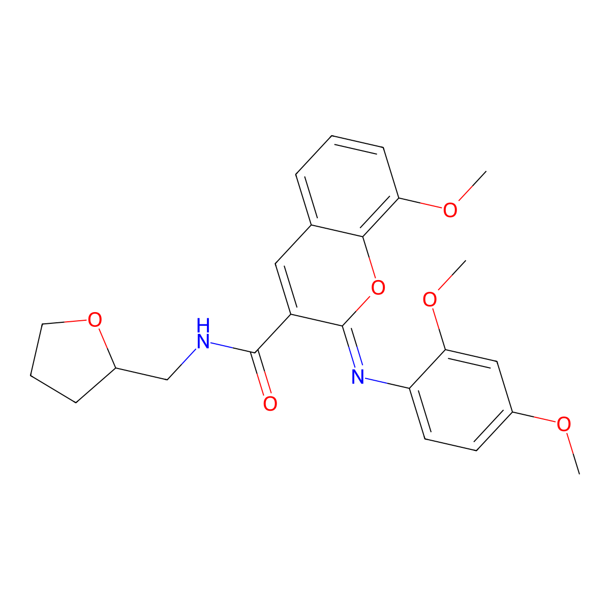 2-(2,4-dimethoxyphenyl)imino-8-methoxy-N-(oxolan-2-ylmethyl)chromene-3-carboxamide molecular structure, CAS 478481-51-5