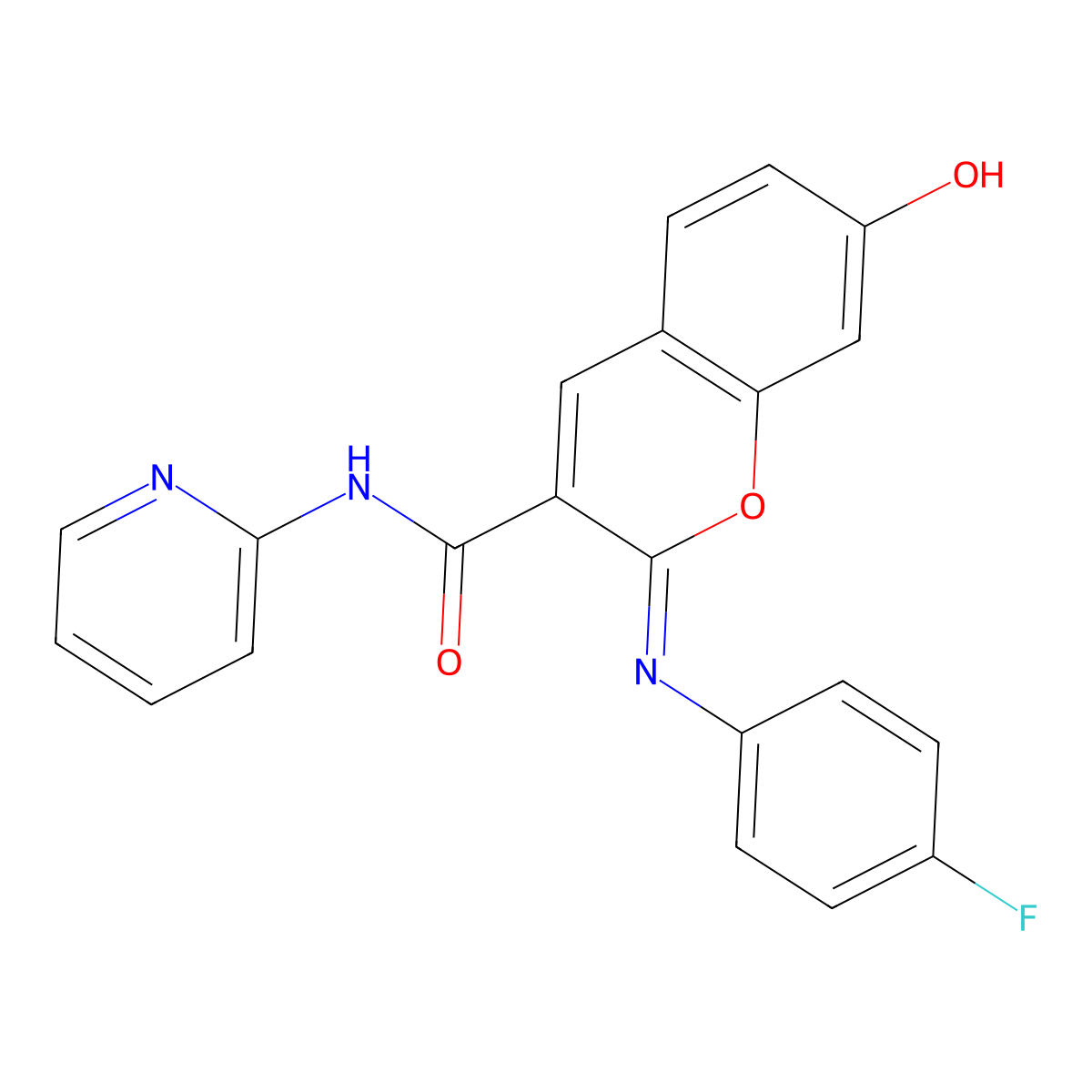 (2Z)-2-[(4-fluorophenyl)imino]-7-hydroxy-N-pyridin-2-yl-2H-chromene-3-carboxamide molecular structure, CAS 478481-68-4