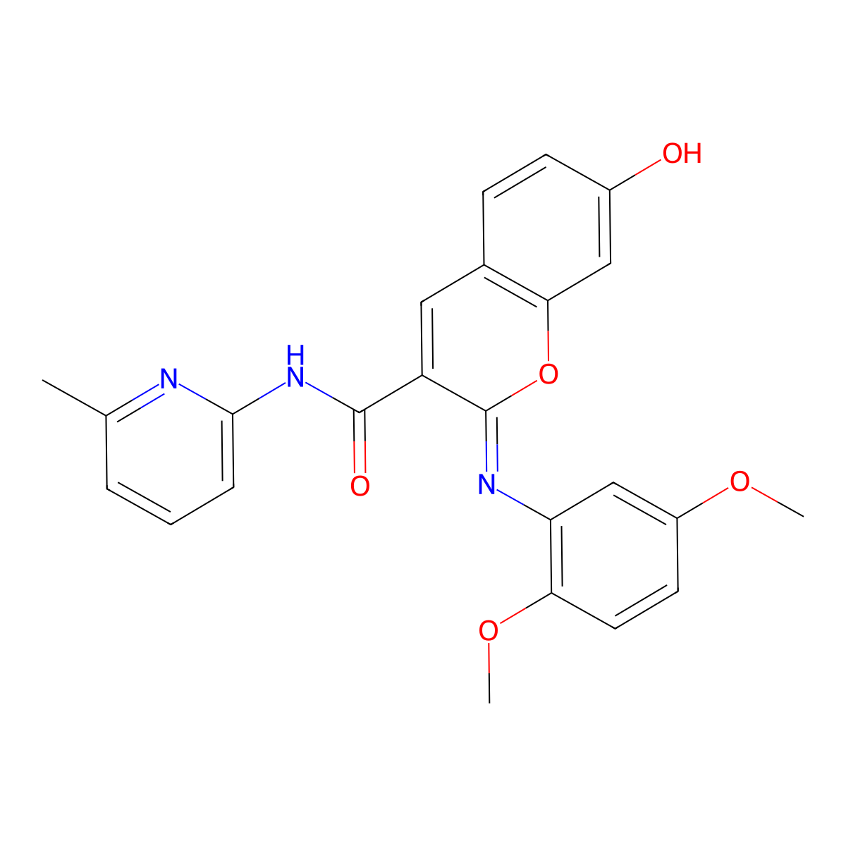 (2Z)-2-[(2,5-dimethoxyphenyl)imino]-7-hydroxy-N-(6-methylpyridin-2-yl)-2H-chromene-3-carboxamide molecular structure, CAS 478481-78-6