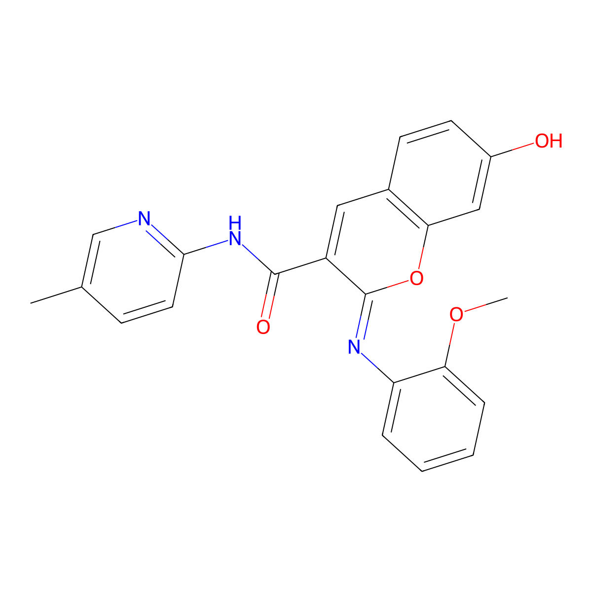 (2Z)-7-hydroxy-2-[(2-methoxyphenyl)imino]-N-(5-methylpyridin-2-yl)-2H-chromene-3-carboxamide molecular structure, CAS 478481-81-1