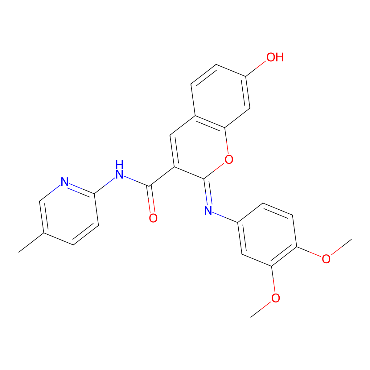 (2Z)-2-[(3,4-dimethoxyphenyl)imino]-7-hydroxy-N-(5-methylpyridin-2-yl)-2H-chromene-3-carboxamide molecular structure, CAS 478481-84-4