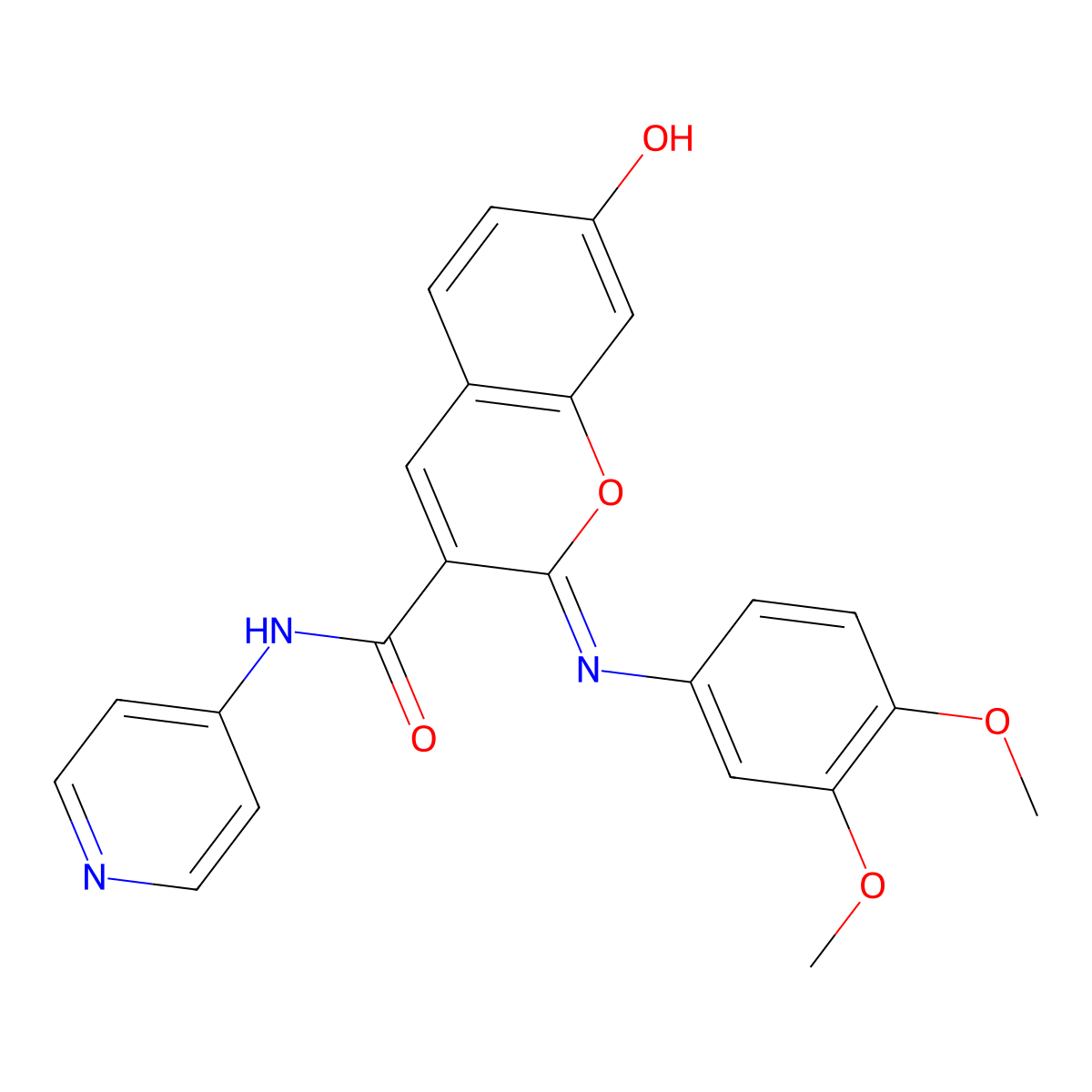 (2Z)-2-[(3,4-dimethoxyphenyl)imino]-7-hydroxy-N-(pyridin-4-yl)-2H-chromene-3-carboxamide molecular structure, CAS 478481-88-8