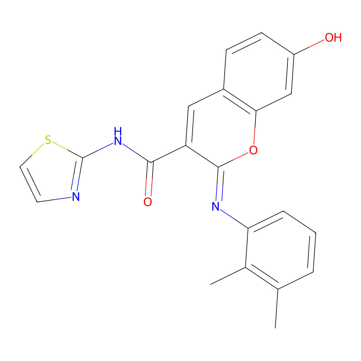 (2Z)-2-[(2,3-dimethylphenyl)imino]-7-hydroxy-N-(1,3-thiazol-2-yl)-2H-chromene-3-carboxamide molecular structure, CAS 478481-94-6