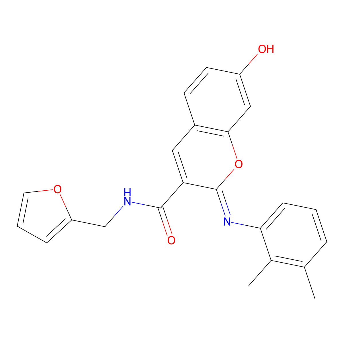 (2Z)-2-[(2,3-dimethylphenyl)imino]-N-(furan-2-ylmethyl)-7-hydroxy-2H-chromene-3-carboxamide molecular structure, CAS 478482-03-0
