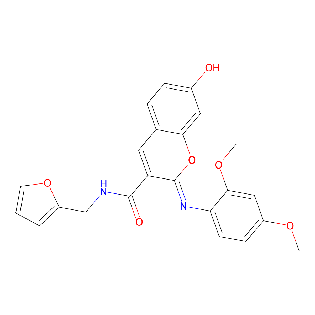 (2Z)-2-[(2,4-dimethoxyphenyl)imino]-N-(2-furylmethyl)-7-hydroxy-2H-chromene-3-carboxamide molecular structure, CAS 478482-06-3