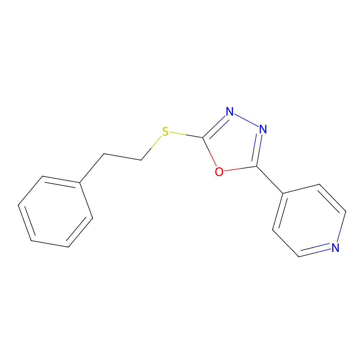 4-{5-[(2-Phenylethyl)sulfanyl]-1,3,4-oxadiazol-2-yl}pyridine molecular structure, CAS 478482-72-3