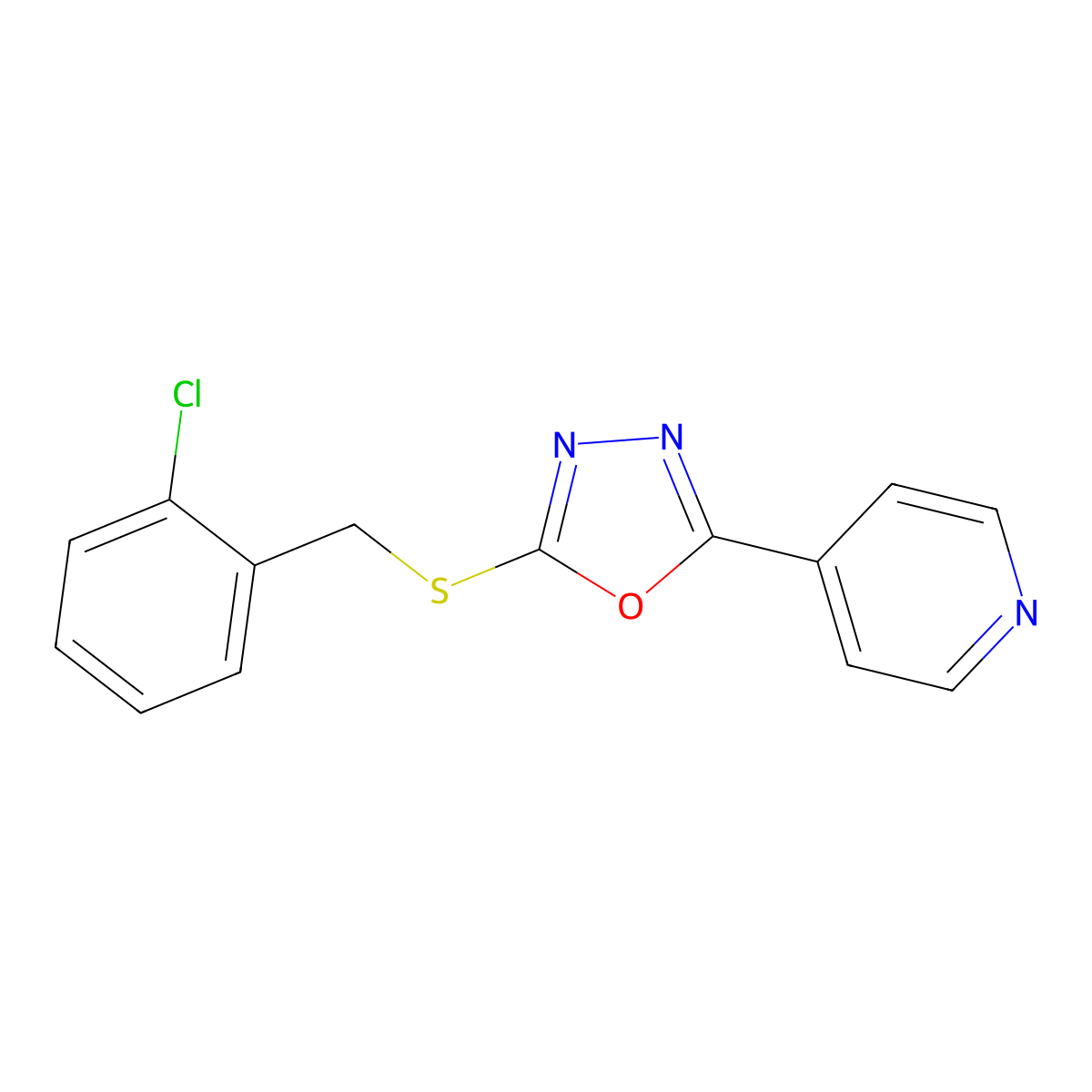 2-((2-Chlorobenzyl)thio)-5-(pyridin-4-yl)-1,3,4-oxadiazole molecular structure, CAS 478482-74-5