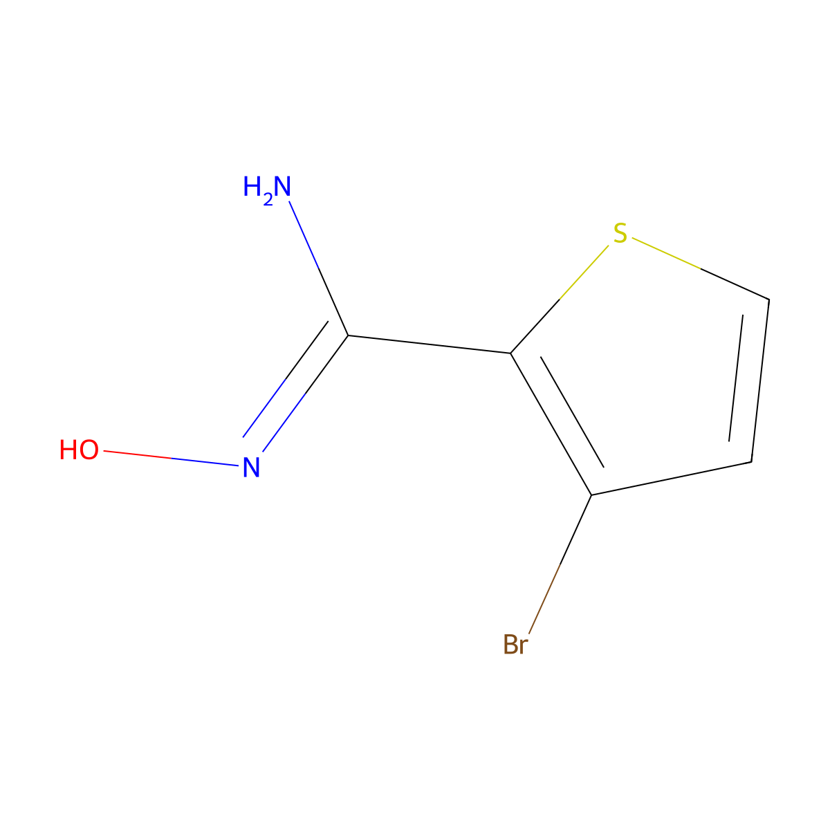 3-bromo-N'-hydroxythiophene-2-carboximidamide molecular structure, CAS 478489-75-7