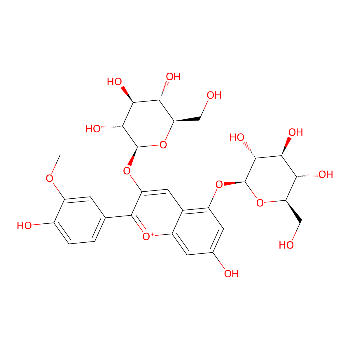 Peonidin 3,5-diglucoside molecular structure, CAS 47851-83-2