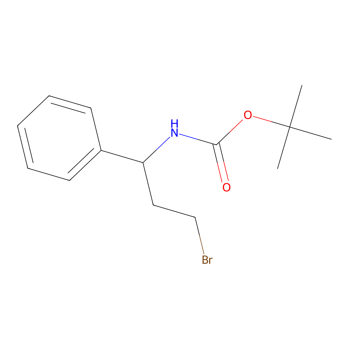 tert-butyl N-(3-bromo-1-phenylpropyl)carbamate molecular structure, CAS 478538-78-2