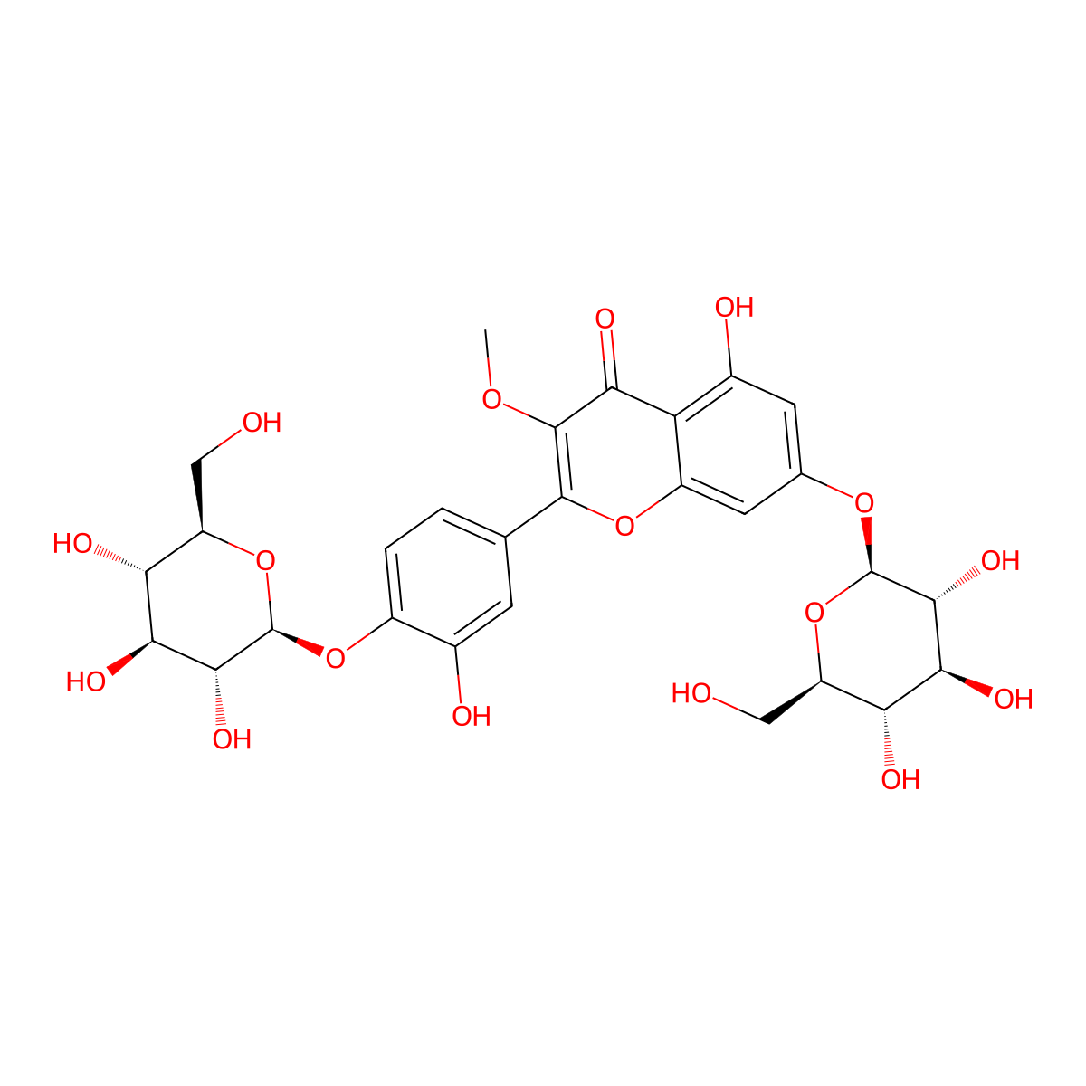 3-O-methylquercetin 7-O-beta-glucopyranosyl-4'-O-beta-D-glucopyranoside molecular structure, CAS 47858-32-2