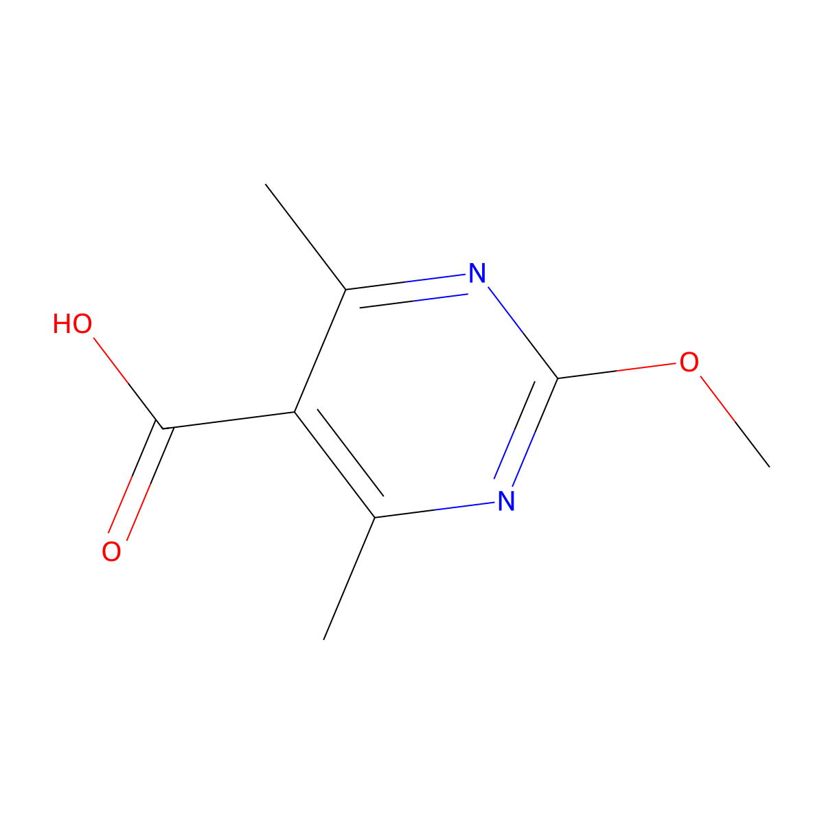 2-Methoxy-4,6-dimethylpyrimidine-5-carboxylic acid molecular structure, CAS 4786-61-2