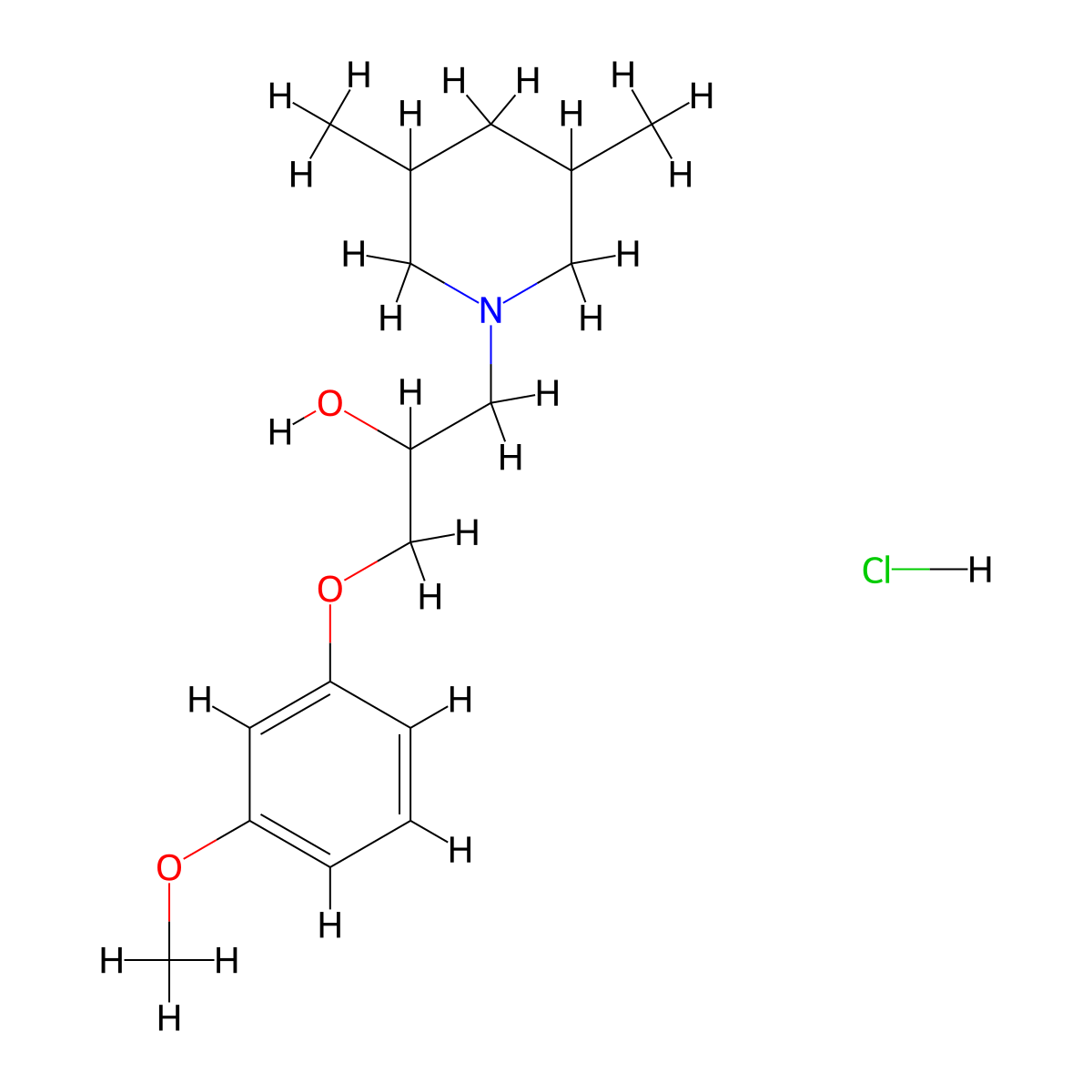 1-(3,5-Dimethylpiperidin-1-yl)-3-(3-methoxyphenoxy)propan-2-ol hydrochloride molecular structure, CAS 478614-46-9