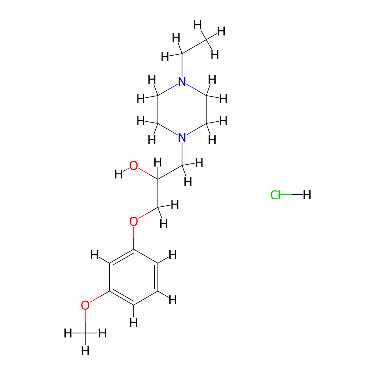 1-(4-Ethylpiperazin-1-yl)-3-(3-methoxyphenoxy)propan-2-ol hydrochloride molecular structure, CAS 478614-48-1