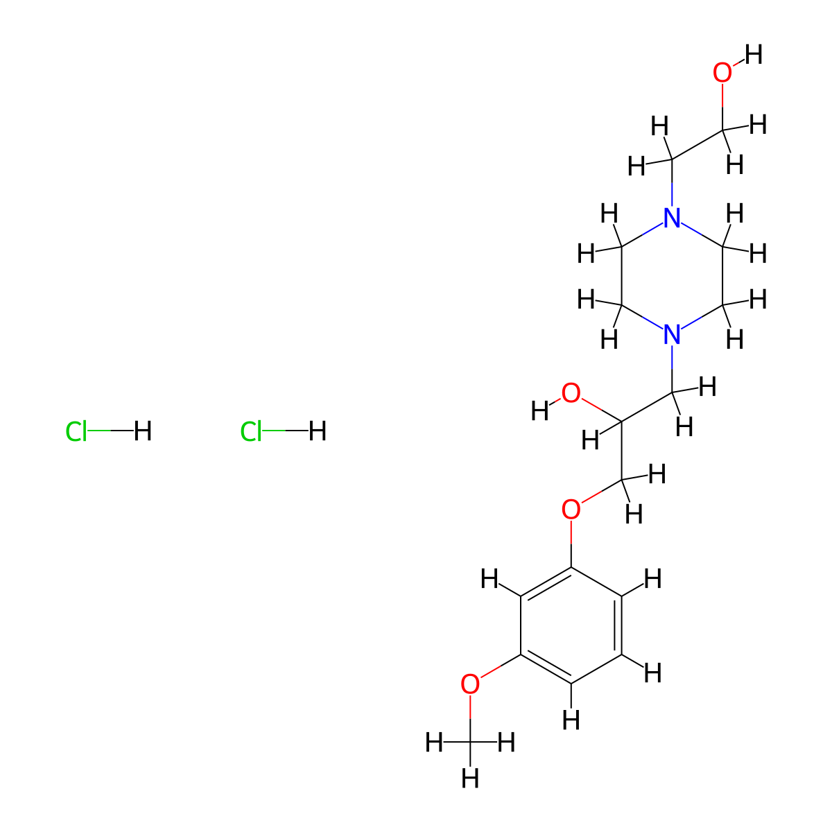 1-(4-(2-Hydroxyethyl)piperazin-1-yl)-3-(3-methoxyphenoxy)propan-2-ol dihydrochloride molecular structure, CAS 478614-54-9